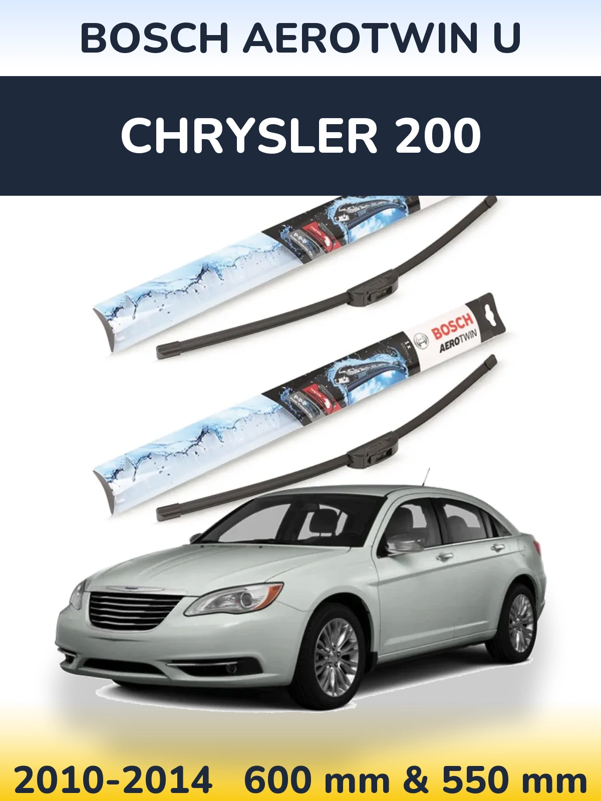 Komplet przednich wycieraczek BOSCH AeroTwin U 600 & 550 mm do Chrysler 200 2010-2014