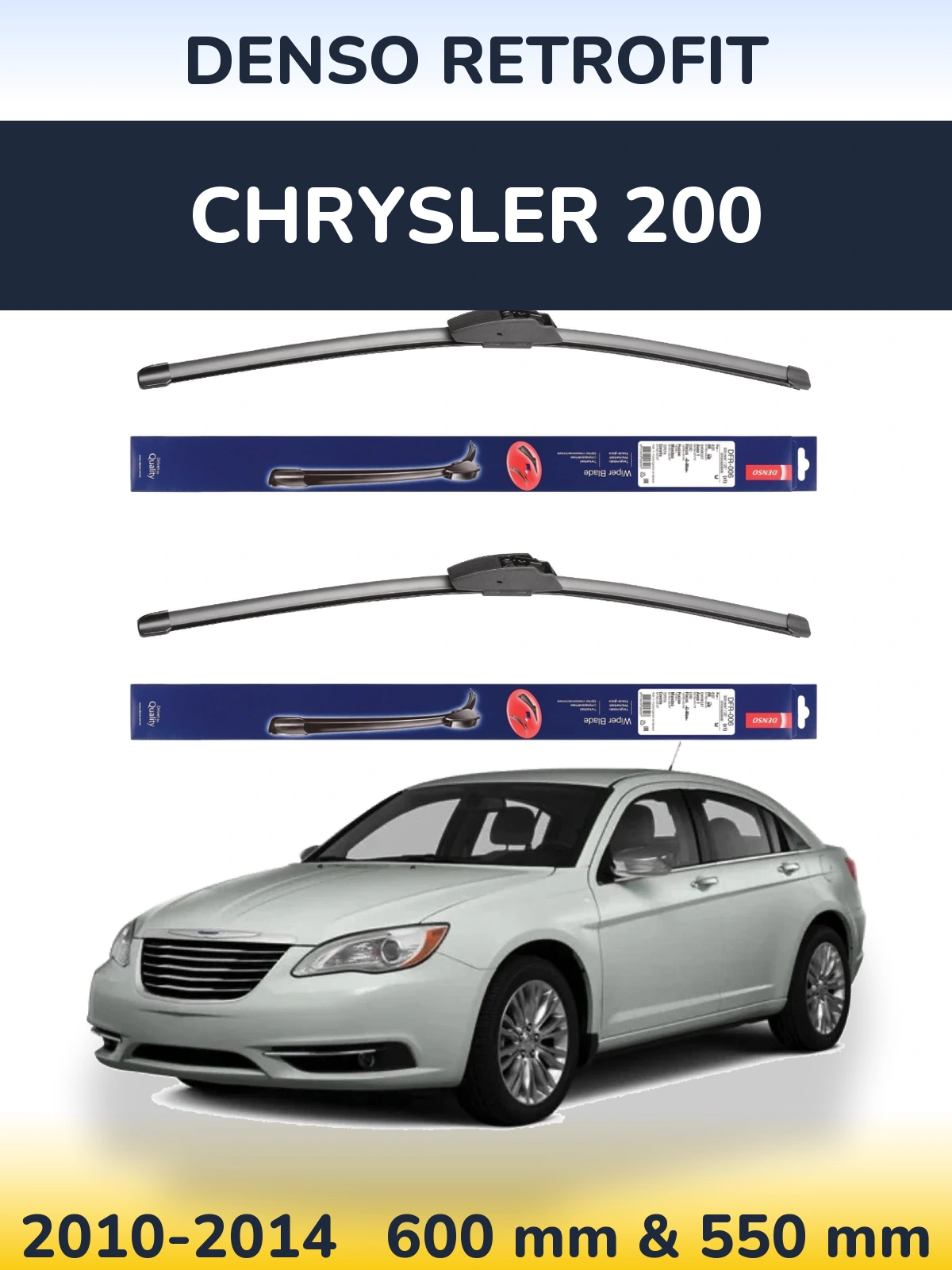 Komplet przednich wycieraczek Denso Retrofit 600 & 550 mm do Chrysler 200 2010-2014