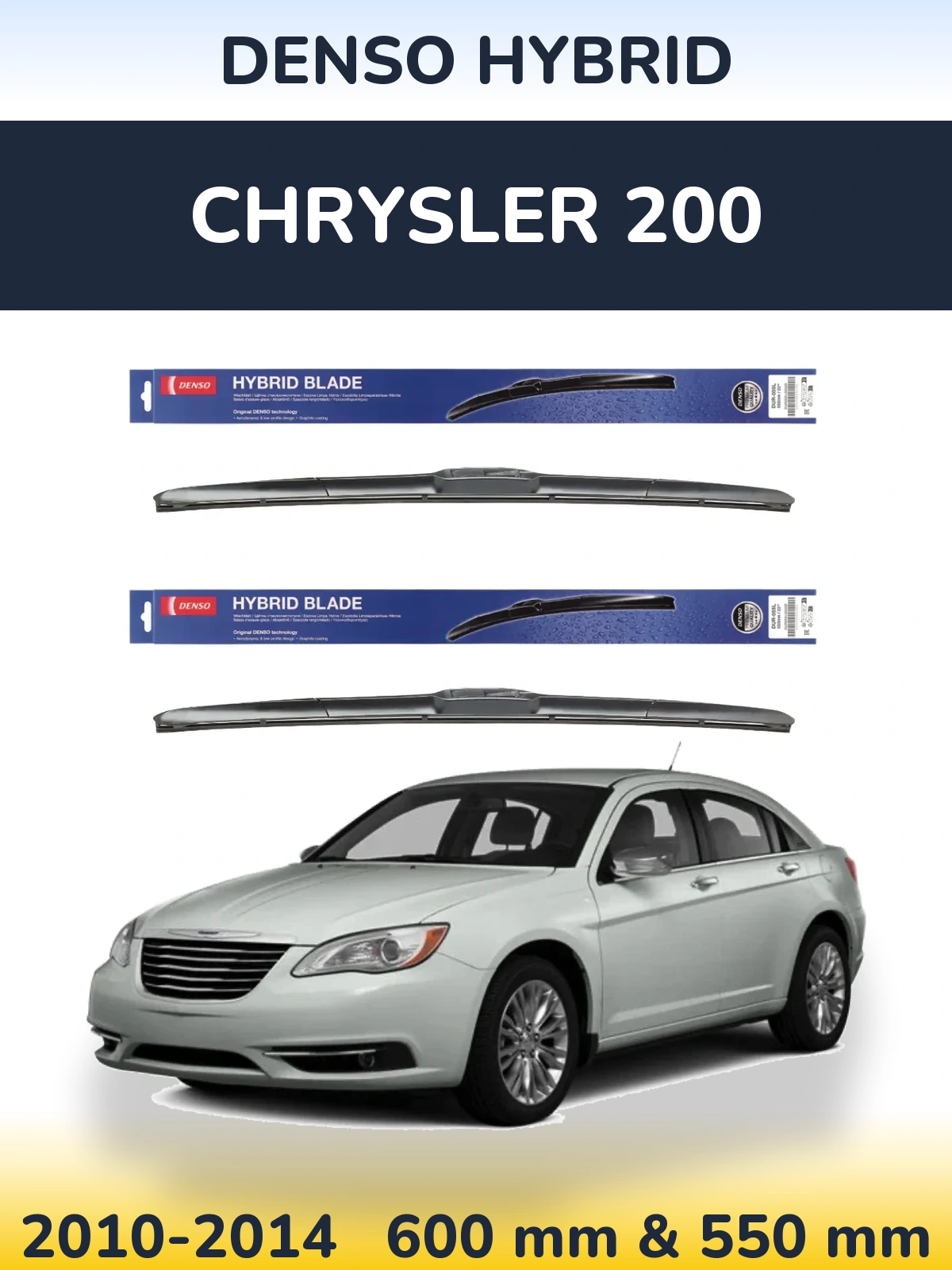 Komplet przednich wycieraczek Denso Hybrid 600 & 550 mm do Chrysler 200 2010-2014