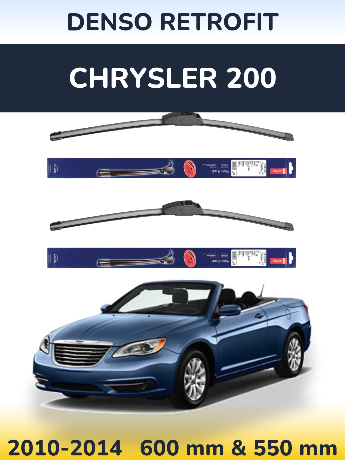 Komplet przednich wycieraczek Denso Retrofit 600 & 550 mm do Chrysler 200 2010-2014