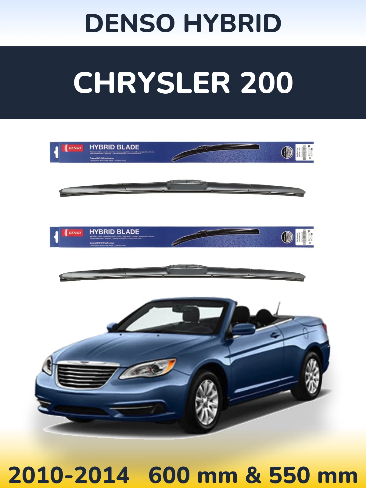 Komplet przednich wycieraczek Denso Hybrid 600 & 550 mm do Chrysler 200 2010-2014