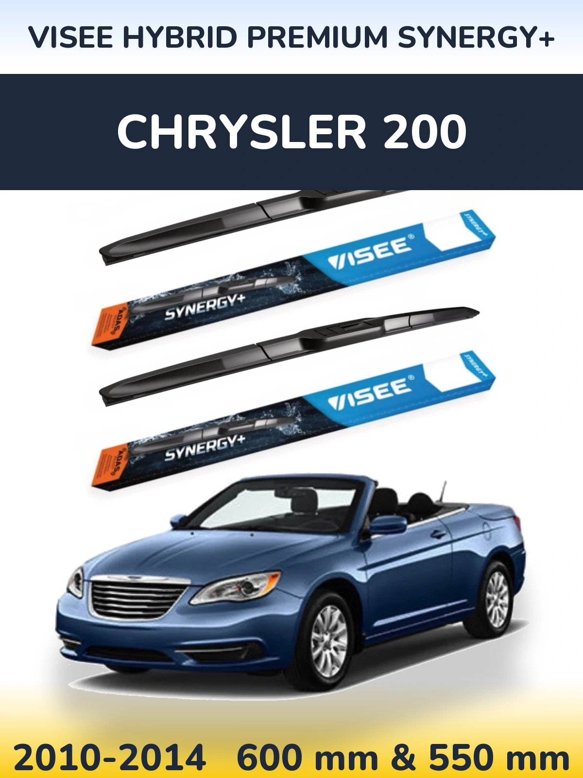 Komplet przednich wycieraczek VISEE HYBRID PREMIUM SYNERGY+ 600 & 550 mm do Chrysler 200 2010-2014