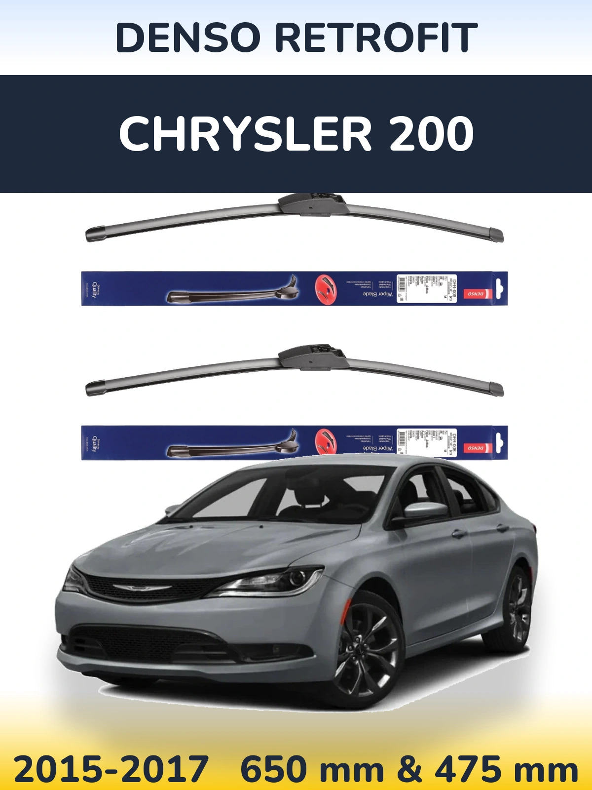 Komplet przednich wycieraczek Denso Retrofit 650 & 475 mm do Chrysler 200 2015-2017