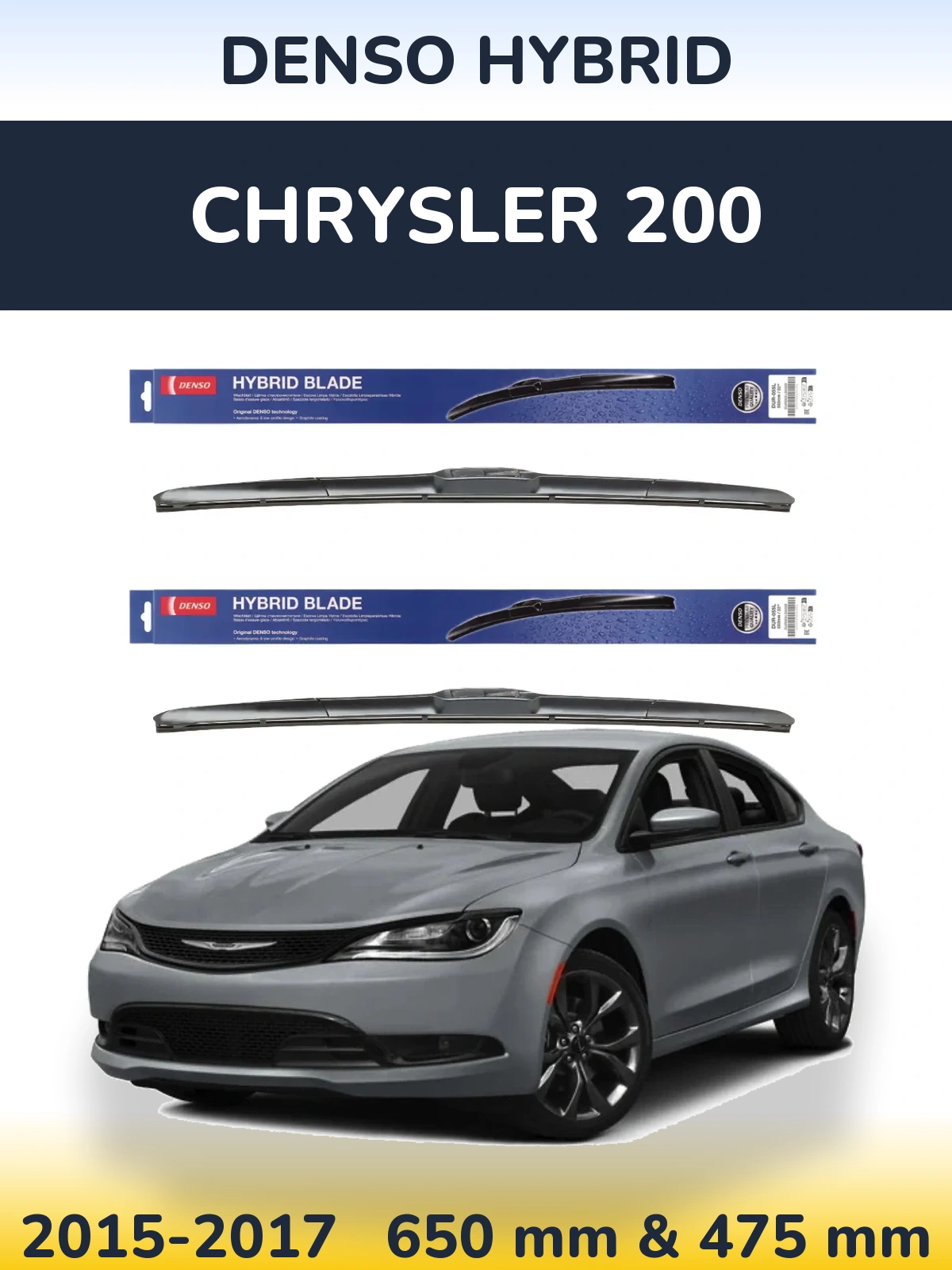 Komplet przednich wycieraczek Denso Hybrid 650 & 475 mm do Chrysler 200 2015-2017