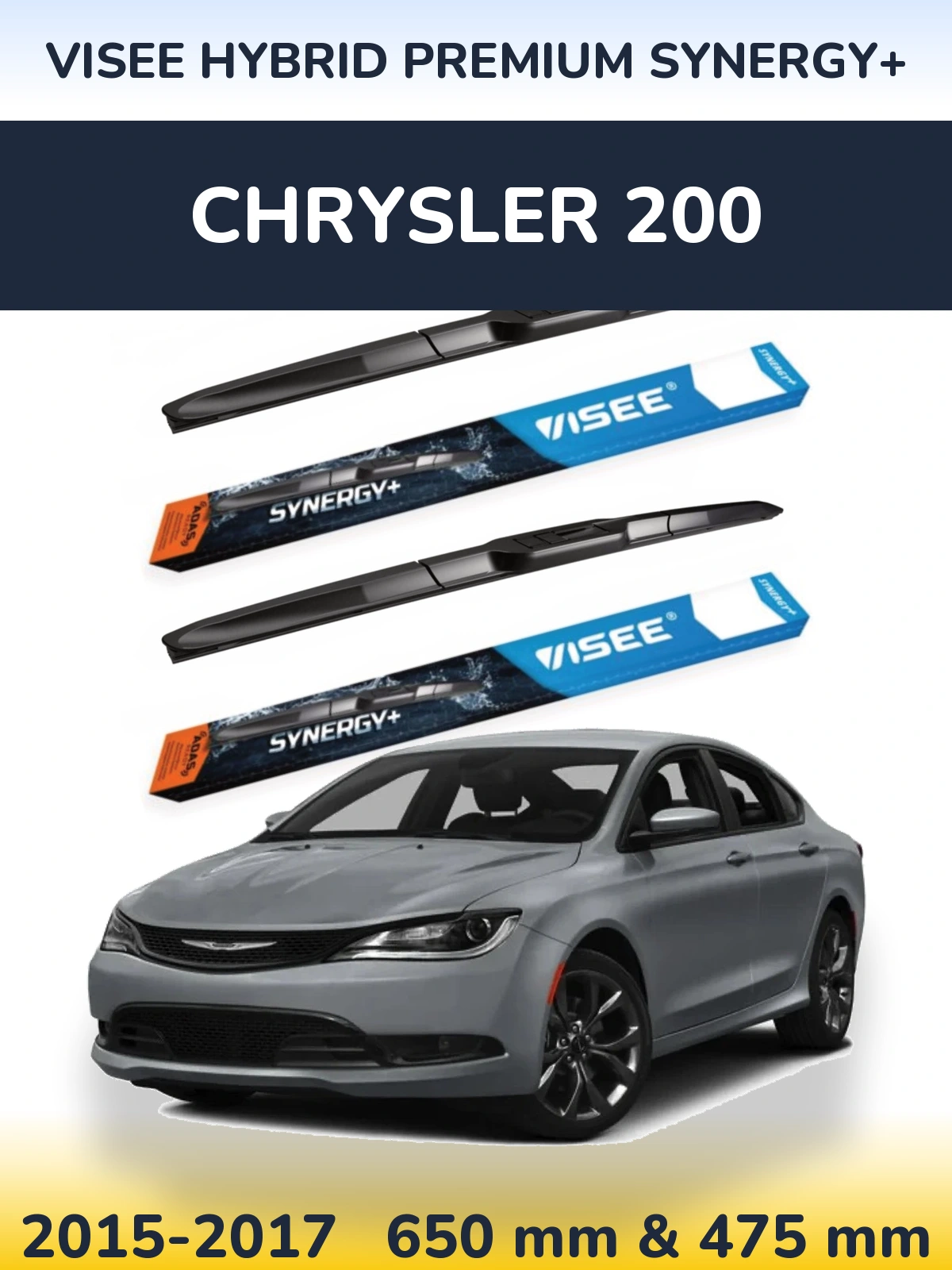 Komplet przednich wycieraczek VISEE HYBRID PREMIUM SYNERGY+ 650 & 475 mm do Chrysler 200 2015-2017