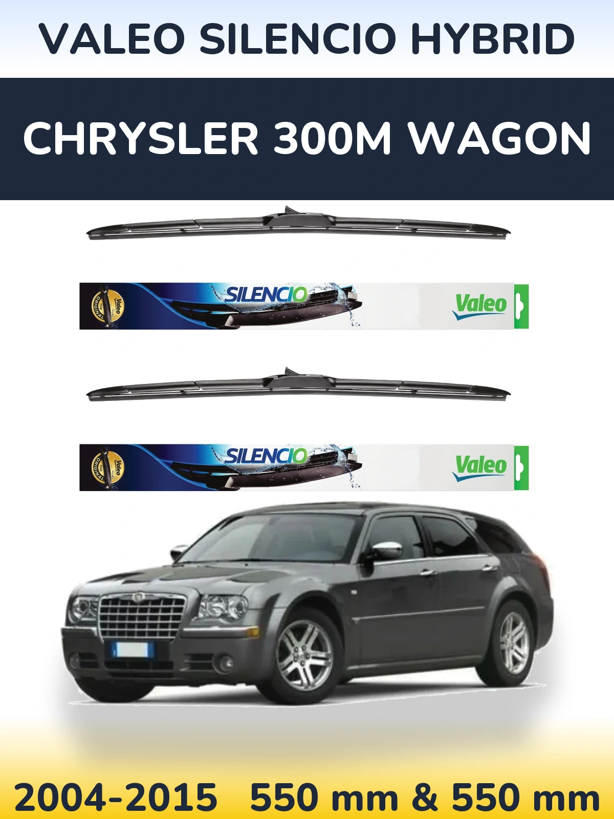 Komplet przednich wycieraczek Valeo Silencio Hybrid 550 & 550 mm do Chrysler 300M Wagon 2004-2015