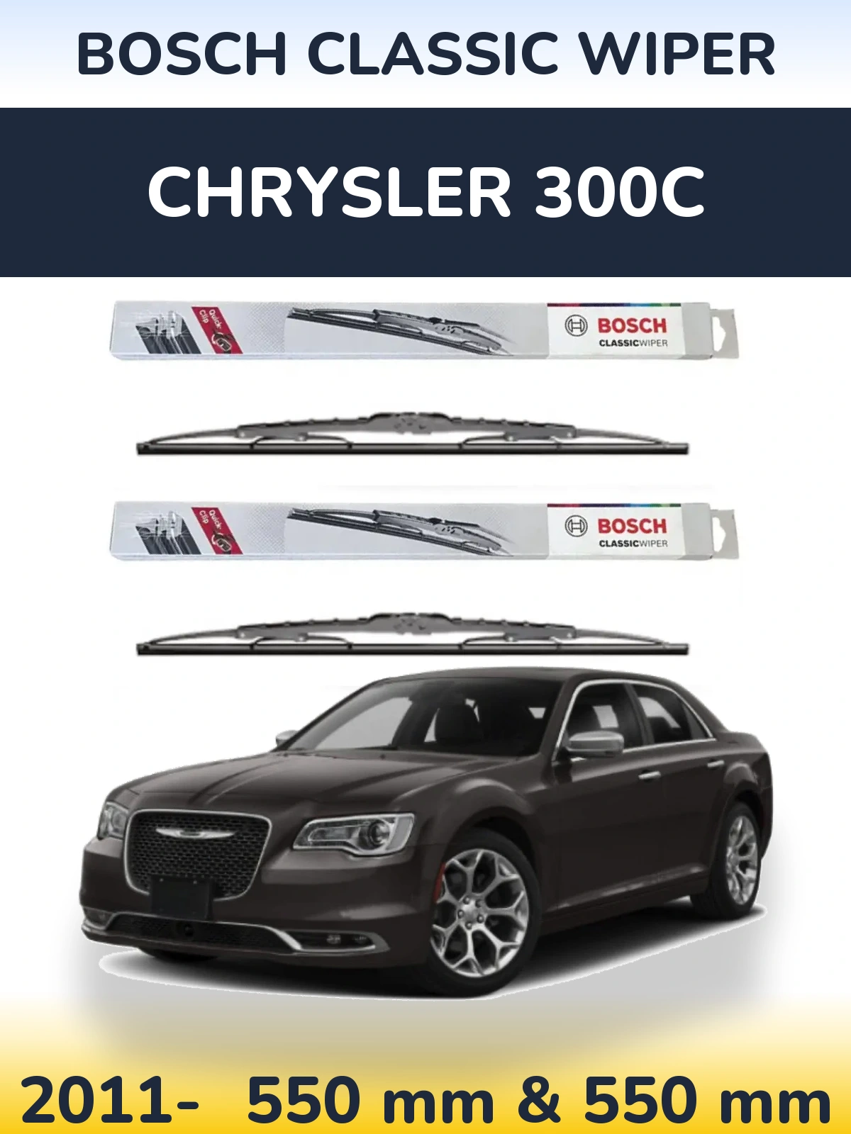 Komplet przednich wycieraczek BOSCH Classic Wiper 550 & 550 mm do Chrysler 300C 2011-2026