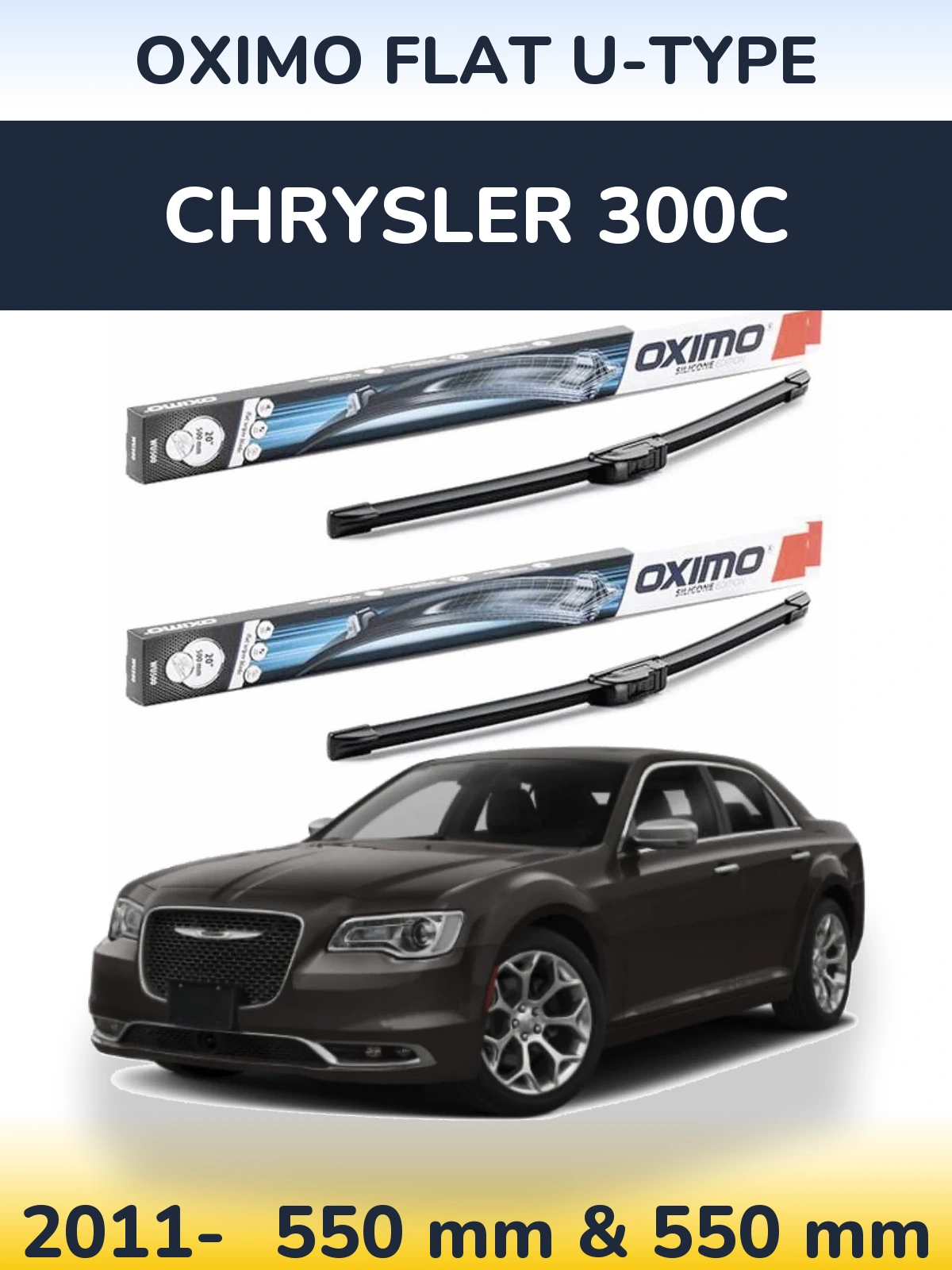 Комплект передних дворников Oximo Flat U-type 550 & 550 мм для Chrysler 300C 2011-2026