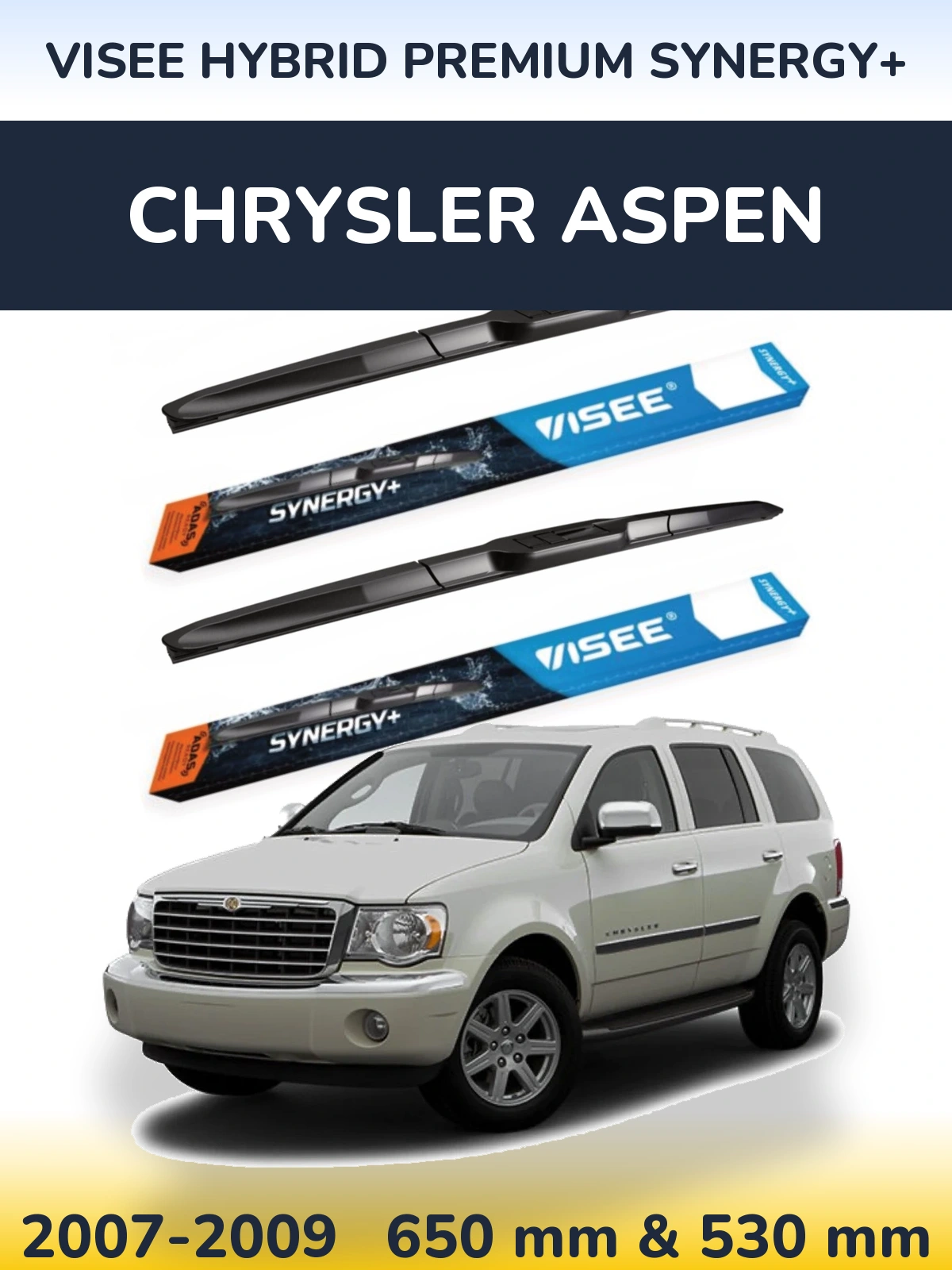 Комплект передних дворников VISEE HYBRID PREMIUM SYNERGY+ 650 & 530 мм для Chrysler Aspen 2007-2009