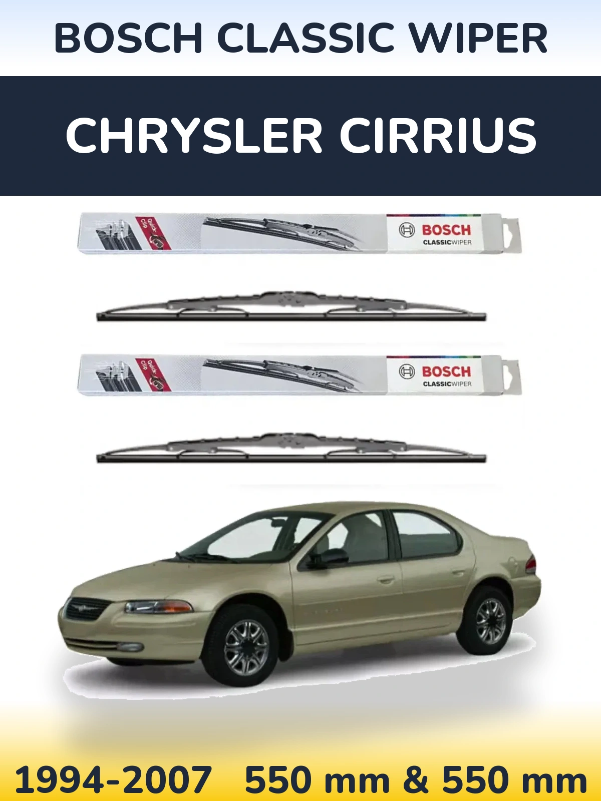 Комплект передних дворников BOSCH Classic Wiper 550 & 550 мм для Chrysler Cirrius 1994-2007