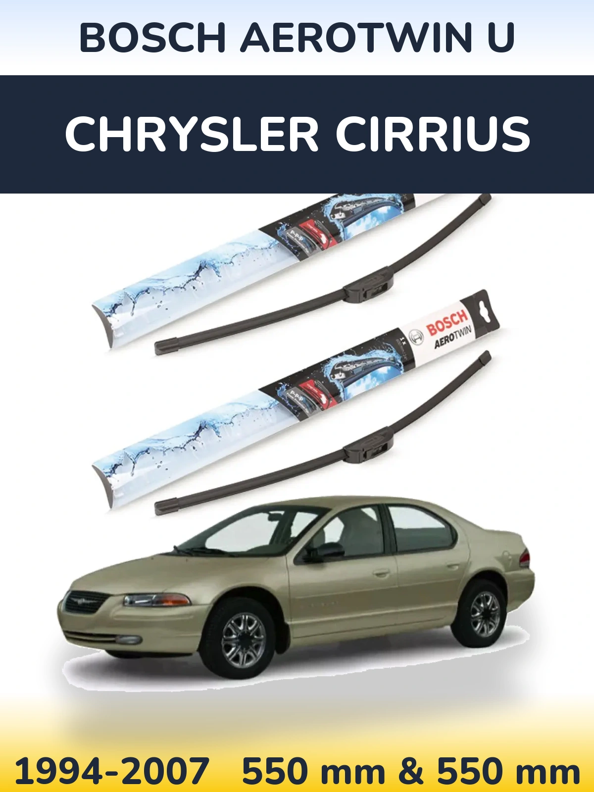 Komplet przednich wycieraczek BOSCH AeroTwin U 550 & 550 mm do Chrysler Cirrius 1994-2007