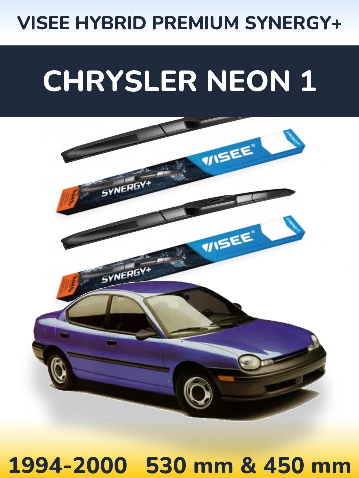 Komplet przednich wycieraczek VISEE HYBRID PREMIUM SYNERGY+ 530 & 450 mm do Chrysler Neon 1 1994-2000