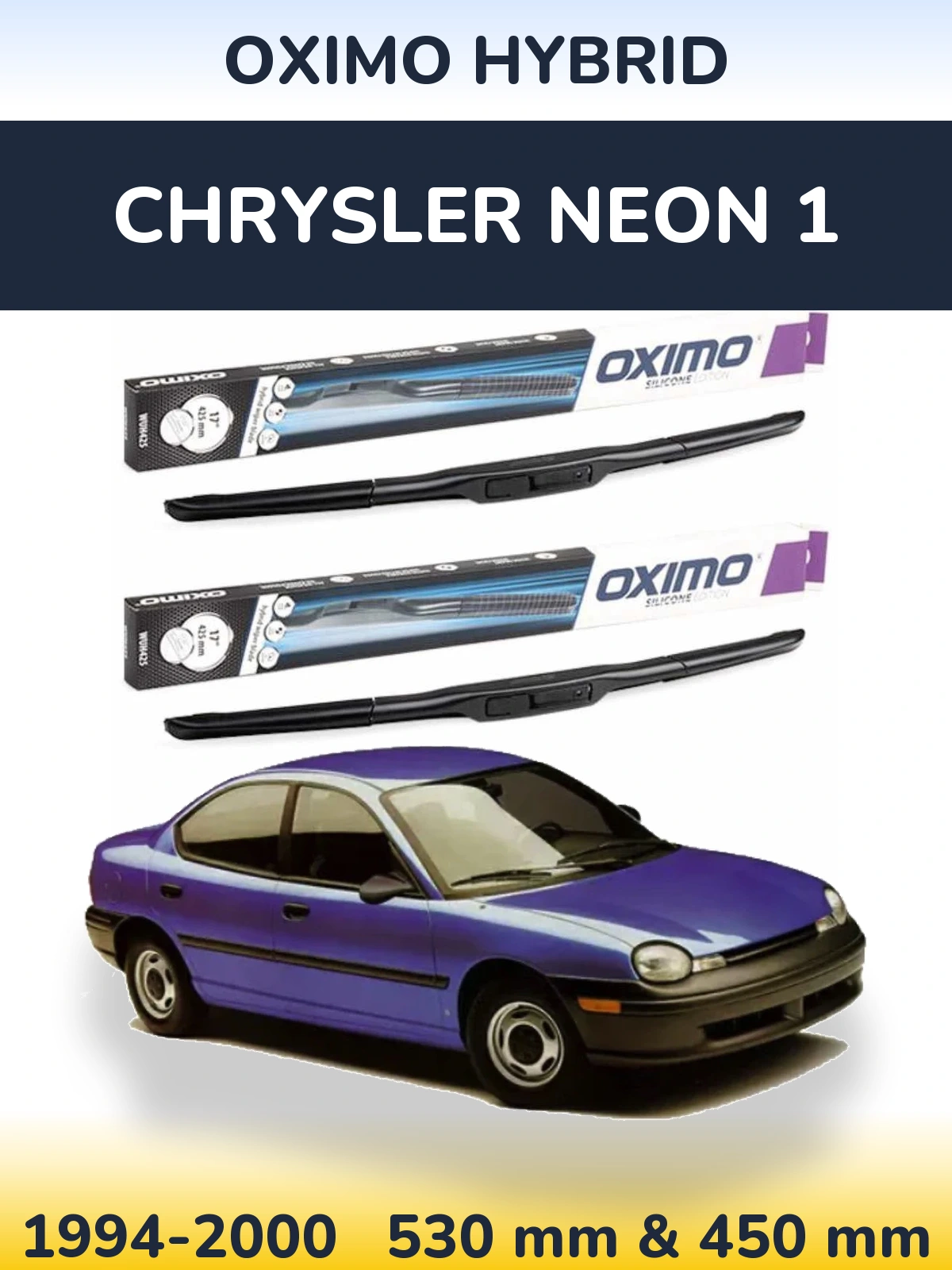 Komplet przednich wycieraczek Oximo Hybrid 530 & 450 mm do Chrysler Neon 1 1994-2000