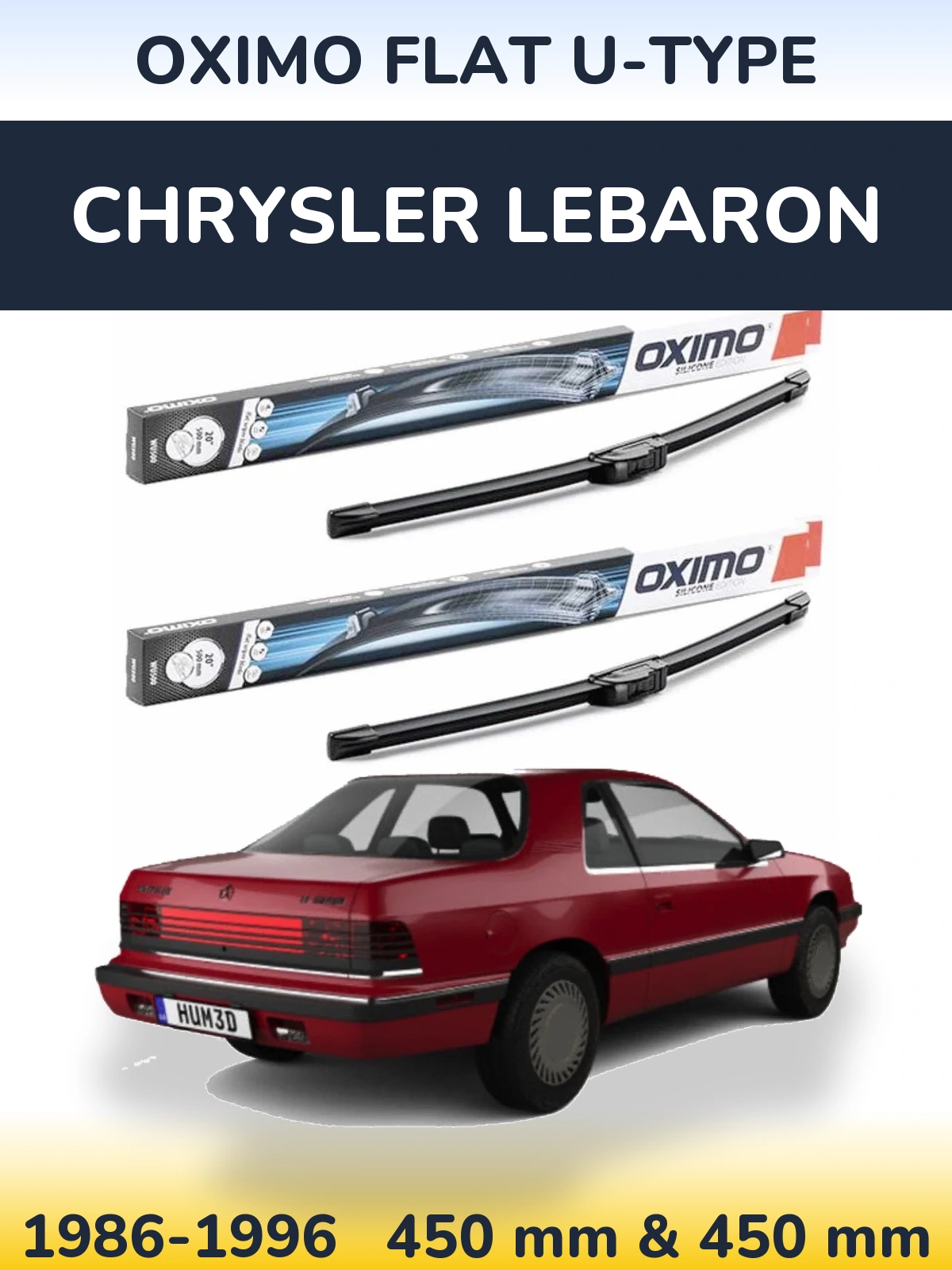 Komplet przednich wycieraczek Oximo Flat U-type 450 & 450 mm do Chrysler LeBaron 1986-1996