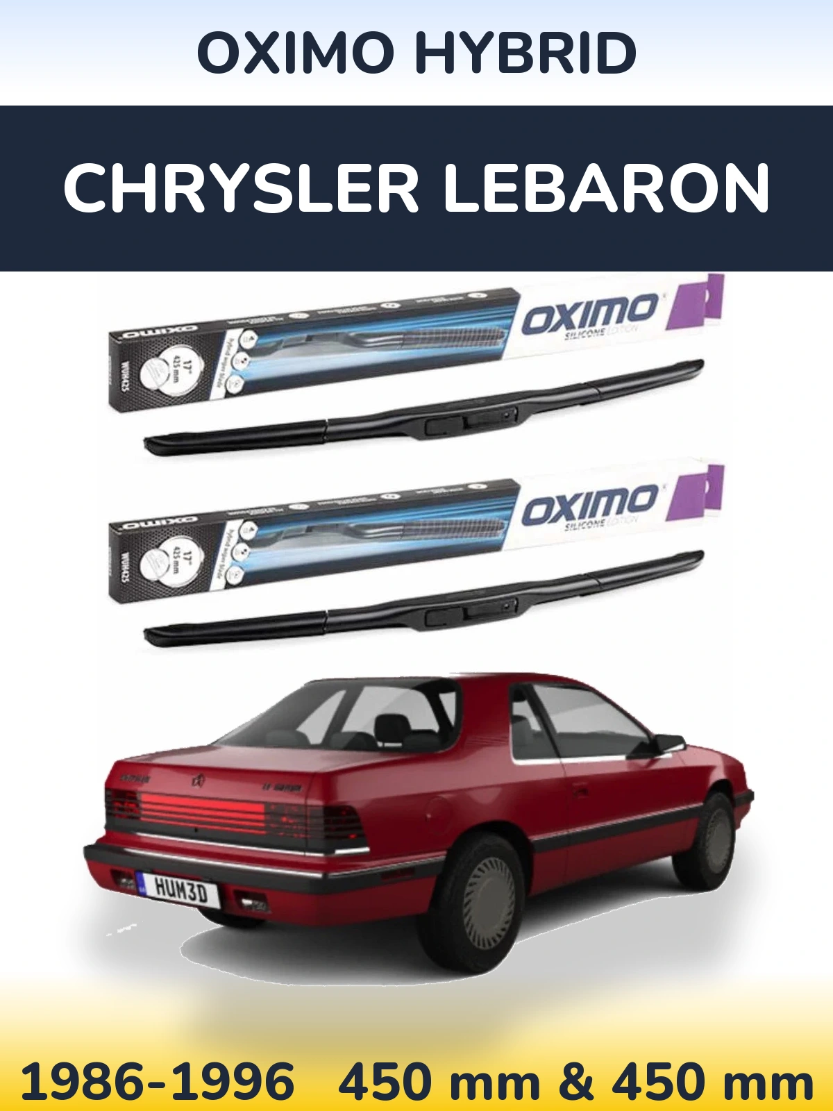Комплект передних дворников Oximo Hybrid 450 & 450 мм для Chrysler LeBaron 1986-1996