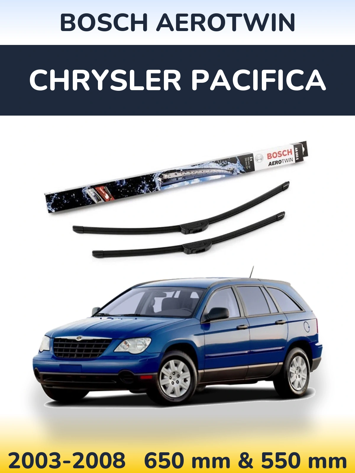 Комплект передних дворников BOSCH AeroTwin 650 & 550 мм для Chrysler Pacifica 2003-2008