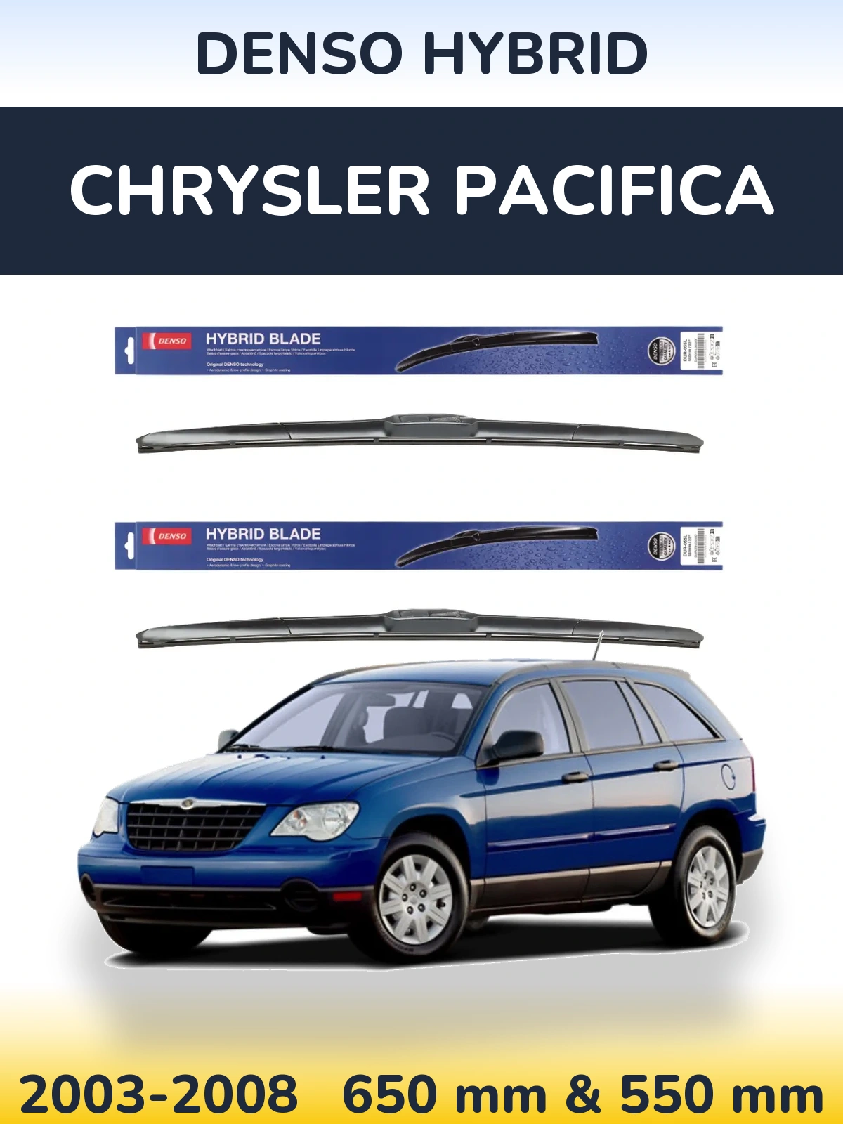 Komplet przednich wycieraczek Denso Hybrid 650 & 550 mm do Chrysler Pacifica 2003-2008