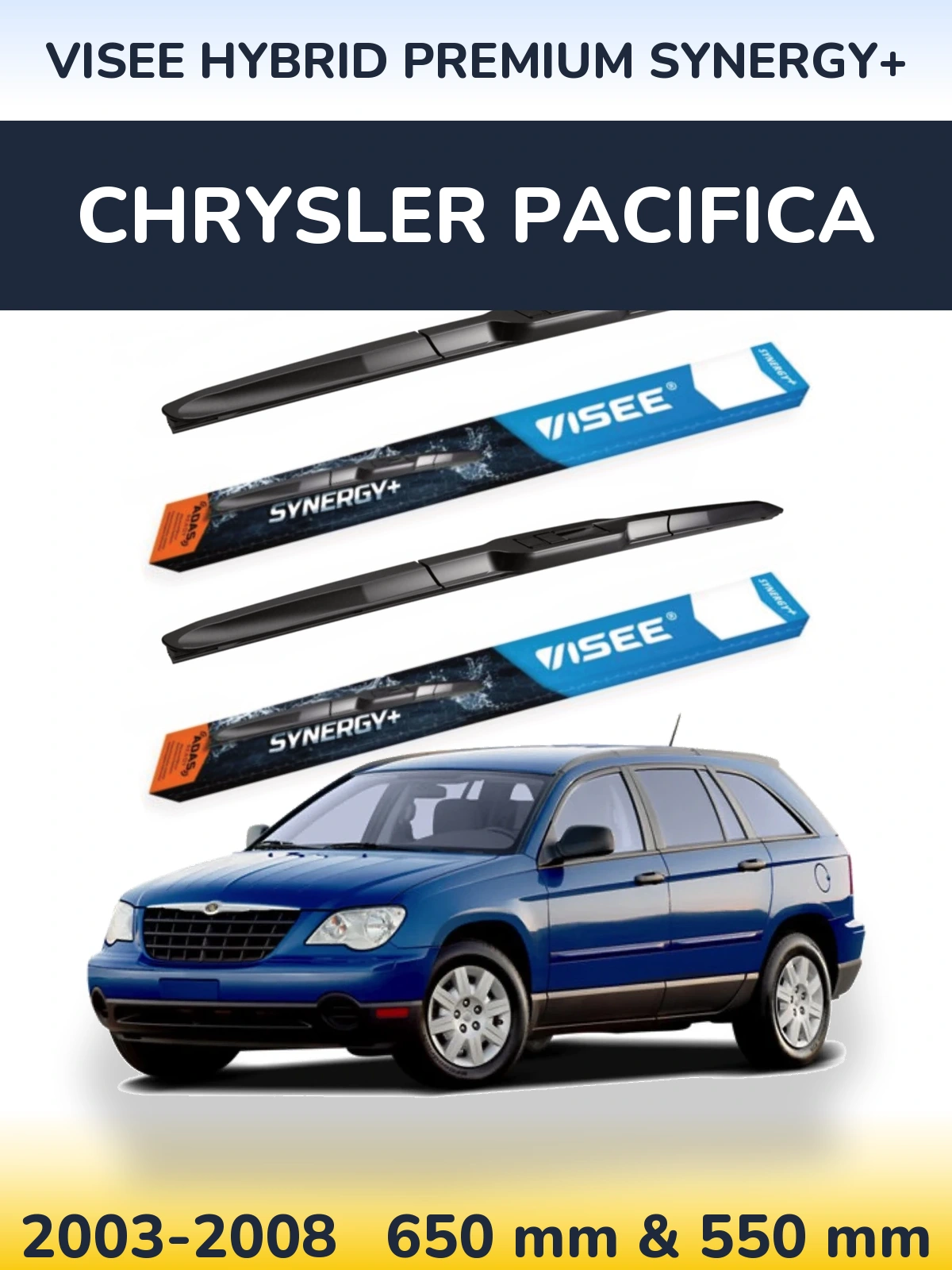Комплект передних дворников VISEE HYBRID PREMIUM SYNERGY+ 650 & 550 мм для Chrysler Pacifica 2003-2008