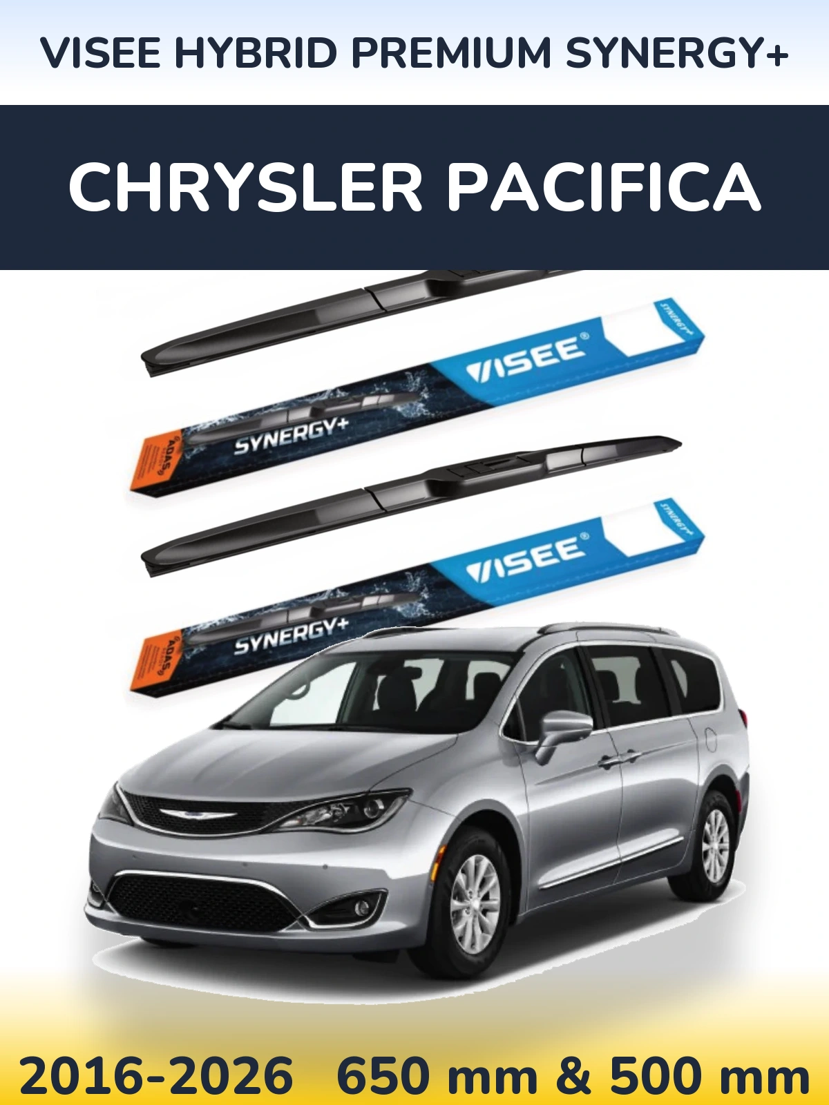 Komplet przednich wycieraczek VISEE HYBRID PREMIUM SYNERGY+ 650 & 500 mm do Chrysler Pacifica 2016-2026