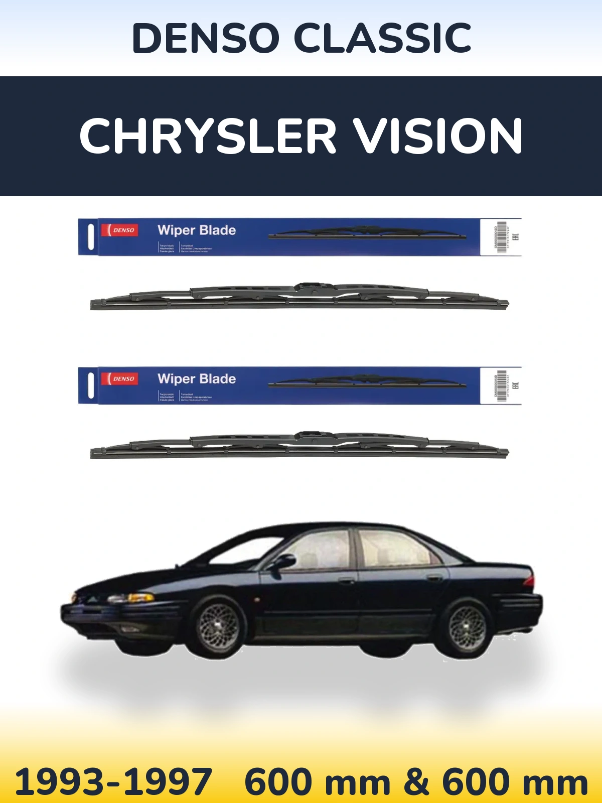 Комплект передних дворников Denso Classic 600 & 600 мм для Chrysler Vision 1993-1997