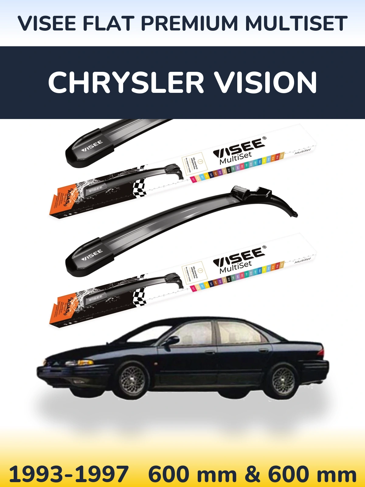 Комплект передних дворников VISEE FLAT PREMIUM MultiSet 600 & 600 мм для Chrysler Vision 1993-1997