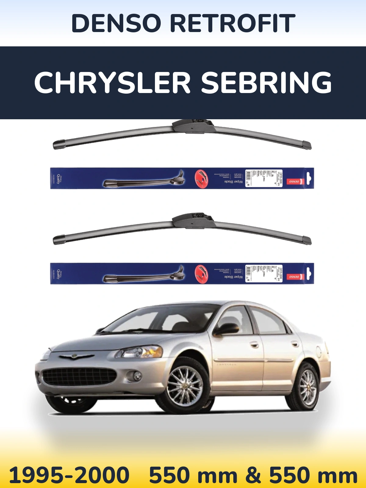 Komplet przednich wycieraczek Denso Retrofit 550 & 550 mm do Chrysler Sebring 1995-2000