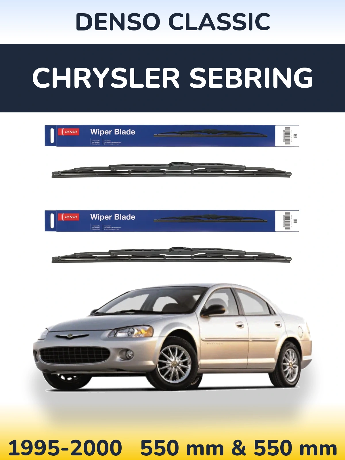 Komplet przednich wycieraczek Denso Classic 550 & 550 mm do Chrysler Sebring 1995-2000