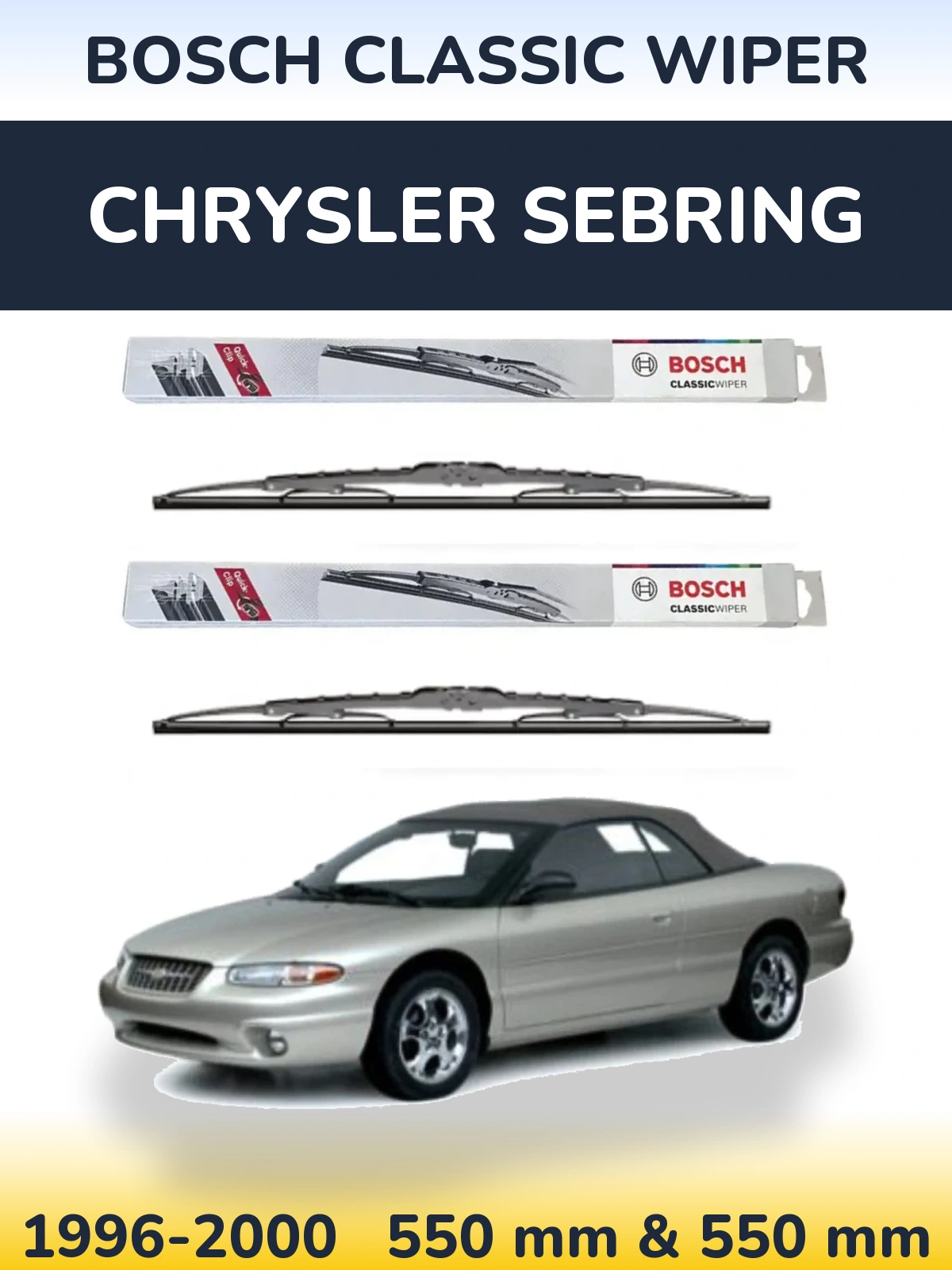 Komplet przednich wycieraczek BOSCH Classic Wiper 550 & 550 mm do Chrysler Sebring 1996-2000