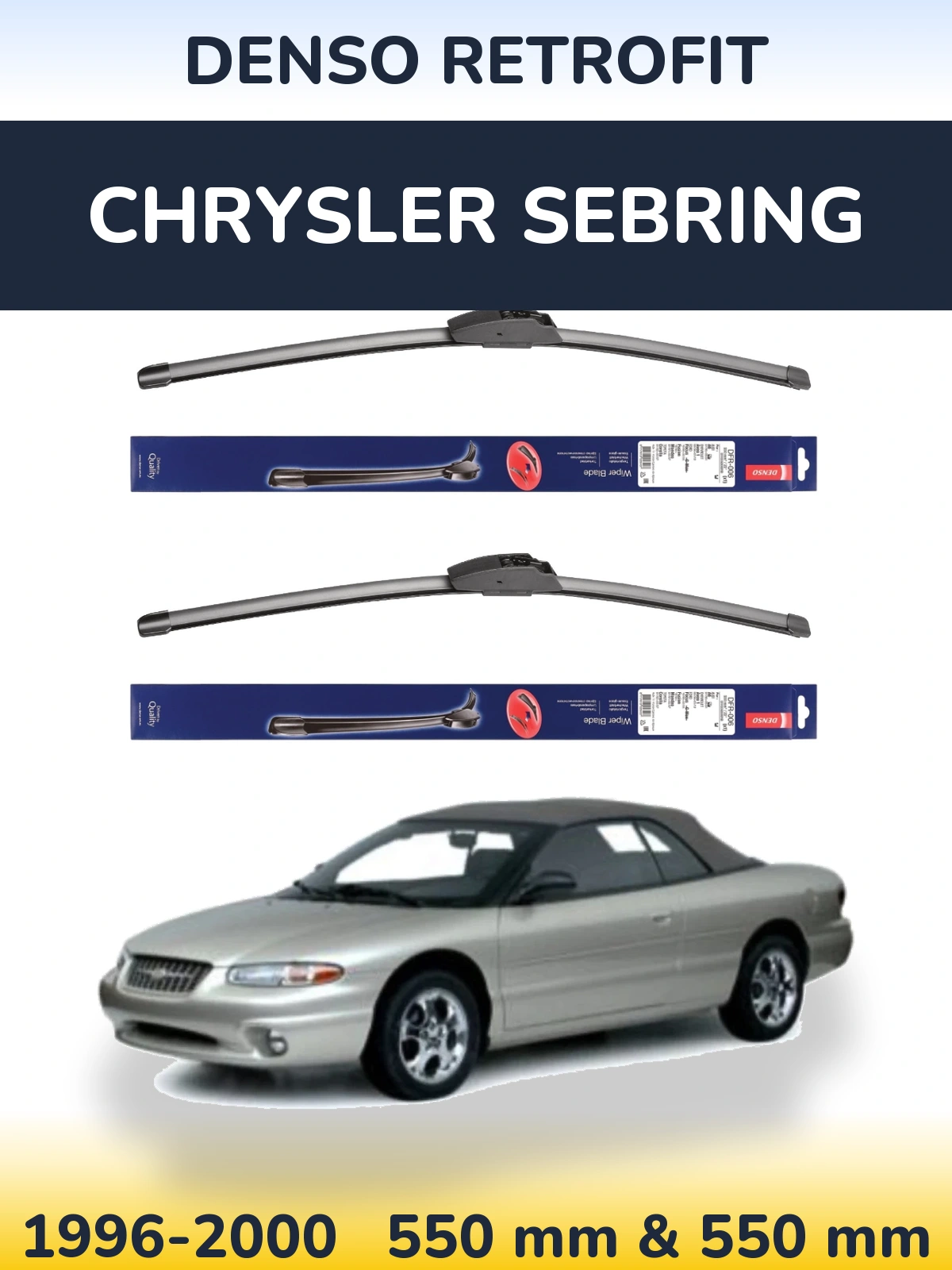 Komplet przednich wycieraczek Denso Retrofit 550 & 550 mm do Chrysler Sebring 1996-2000