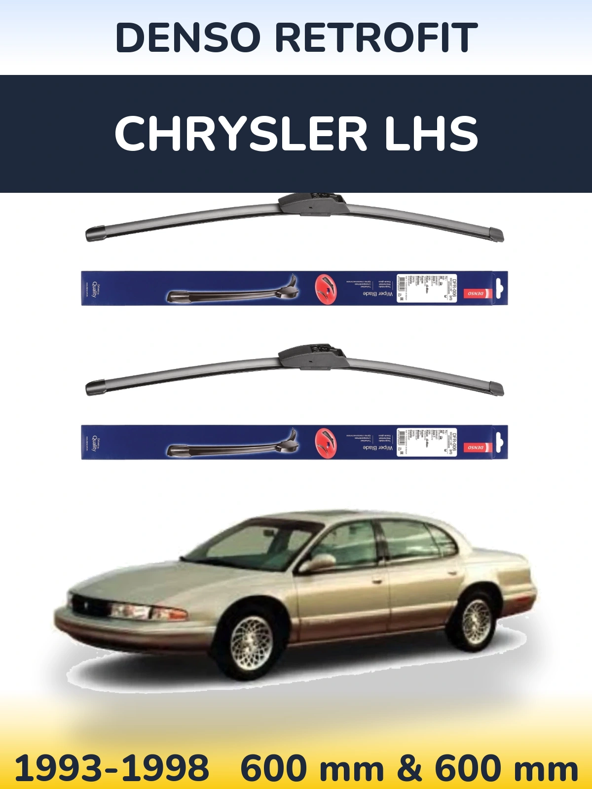 Комплект передних дворников Denso Retrofit 600 & 600 мм для Chrysler LHS 1993-1998