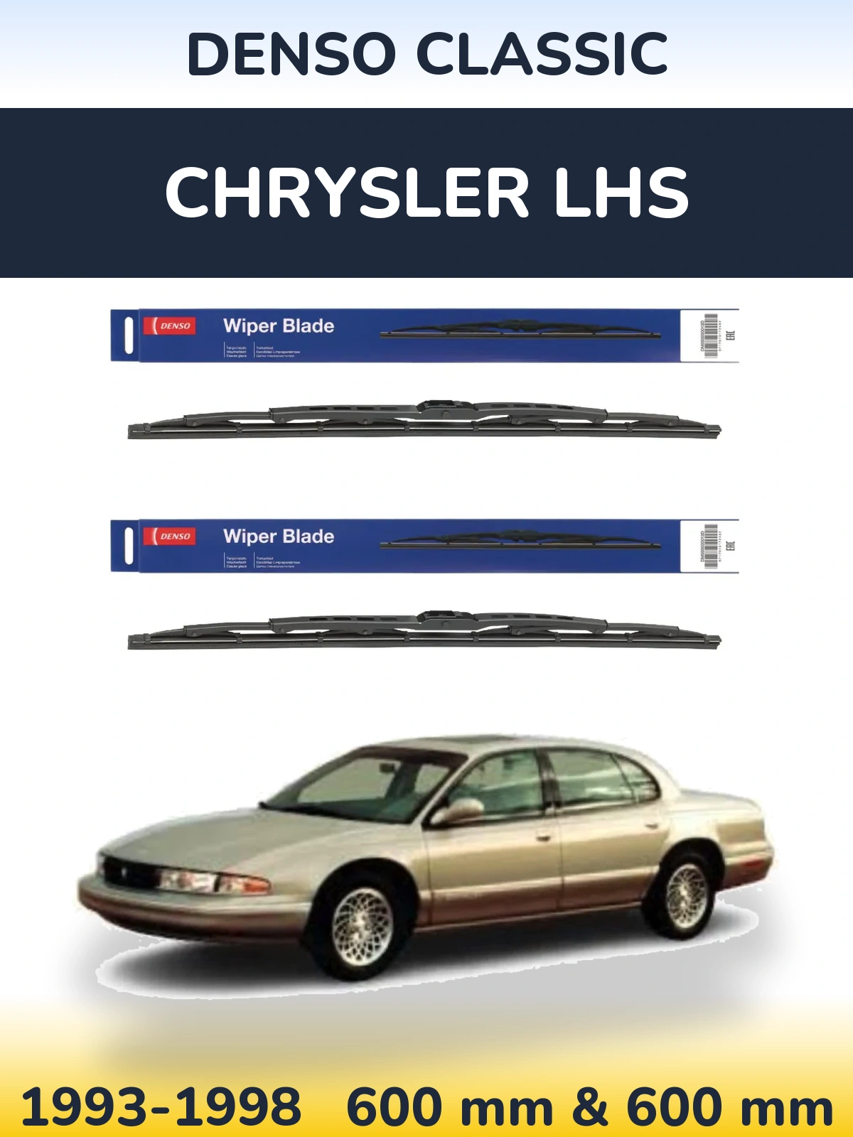 Komplet przednich wycieraczek Denso Classic 600 & 600 mm do Chrysler LHS 1993-1998