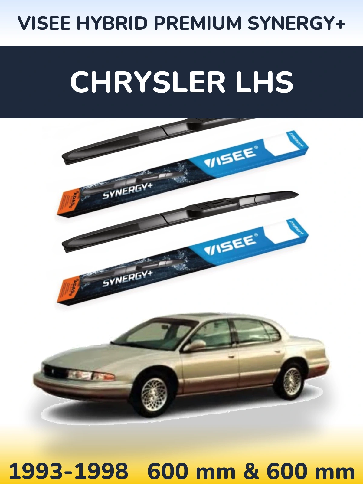 Комплект передних дворников VISEE HYBRID PREMIUM SYNERGY+ 600 & 600 мм для Chrysler LHS 1993-1998