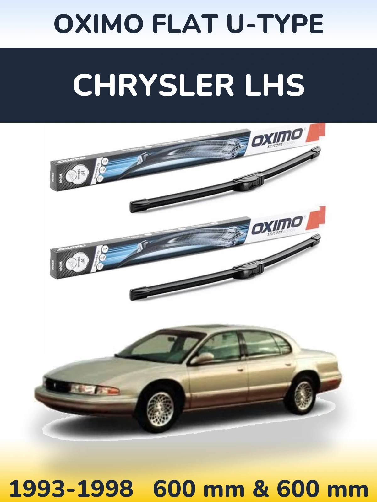 Komplet przednich wycieraczek Oximo Flat U-type 600 & 600 mm do Chrysler LHS 1993-1998