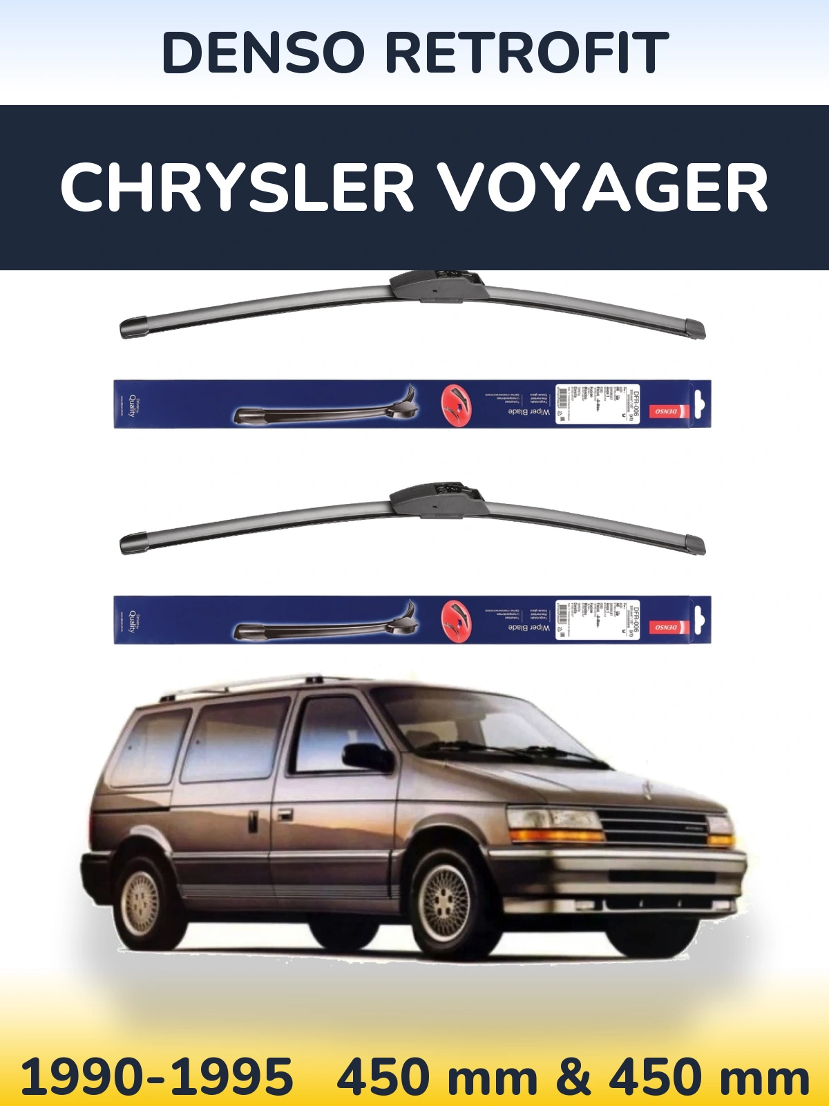 Komplet przednich wycieraczek Denso Retrofit 450 & 450 mm do Chrysler Voyager 1990-1995