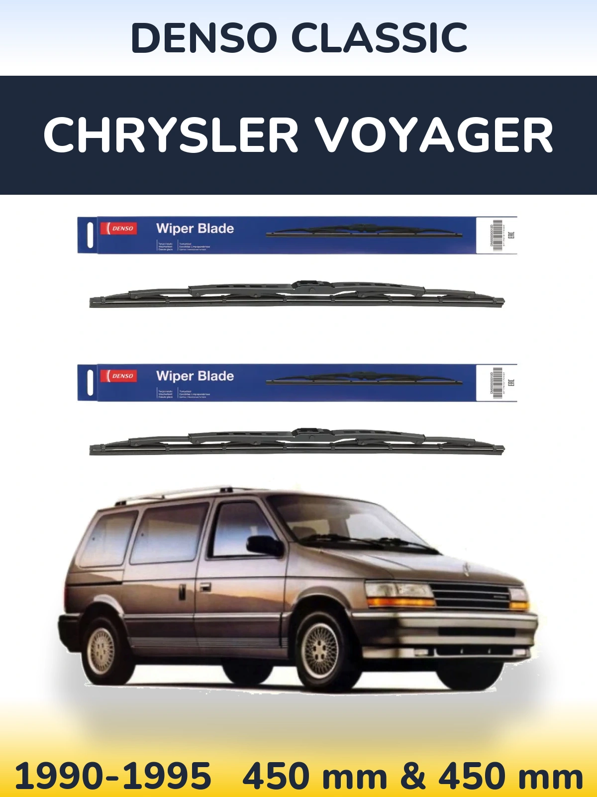 Komplet przednich wycieraczek Denso Classic 450 & 450 mm do Chrysler Voyager 1990-1995