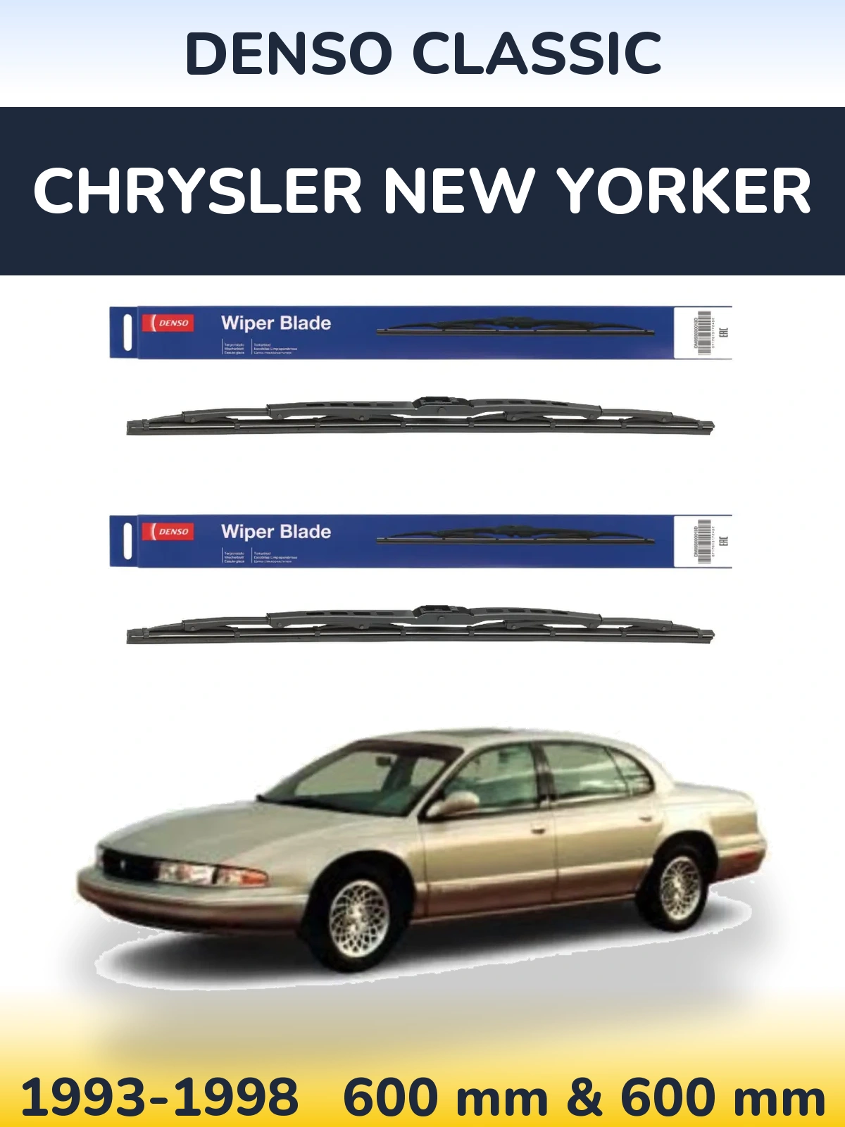 Komplet przednich wycieraczek Denso Classic 600 & 600 mm do Chrysler New Yorker 1993-1998