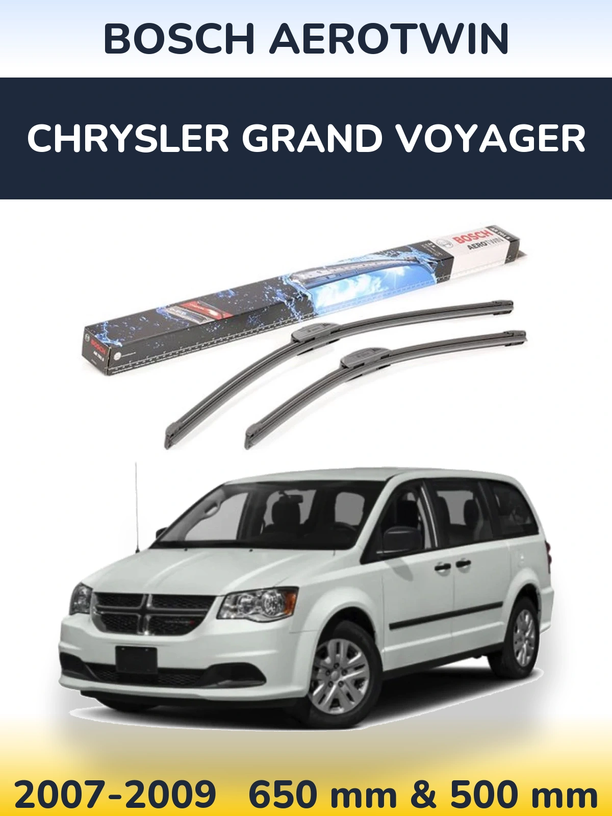 Комплект передних дворников BOSCH AeroTwin 650 & 500 мм для Chrysler Grand Voyager 2007-2009