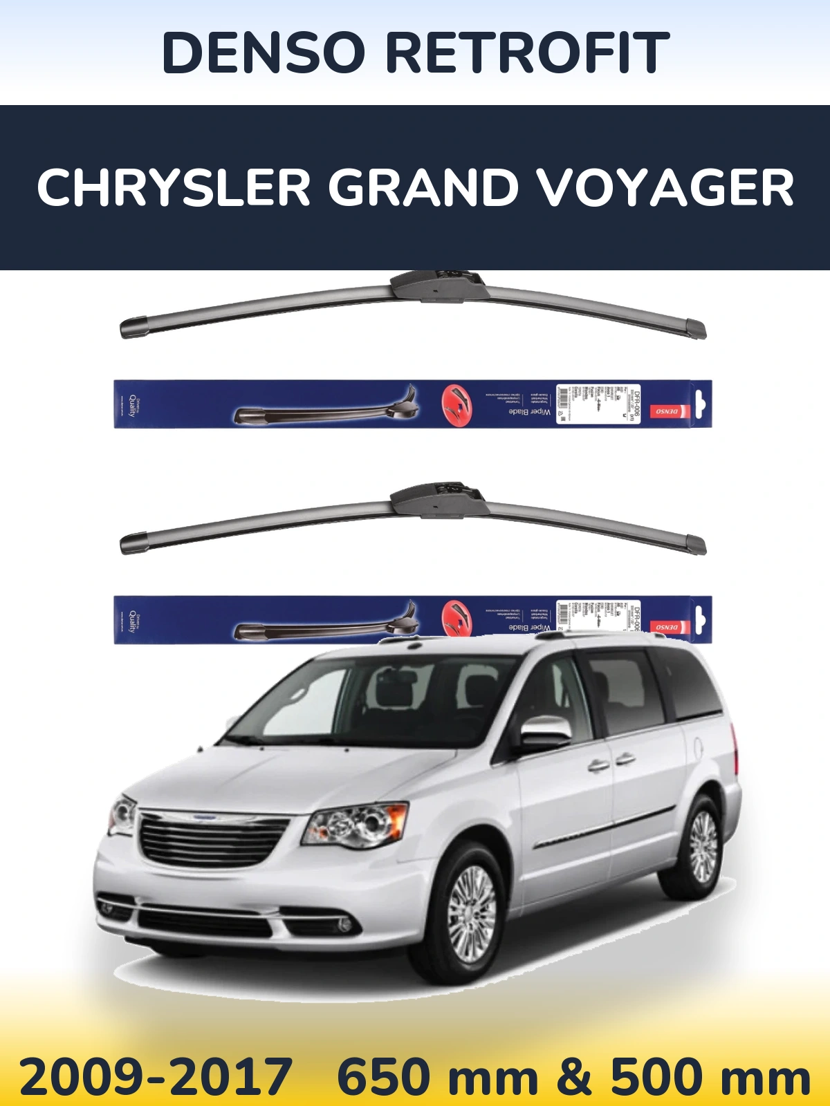 Комплект передних дворников Denso Retrofit 650 & 500 мм для Chrysler Grand Voyager 2009-2017