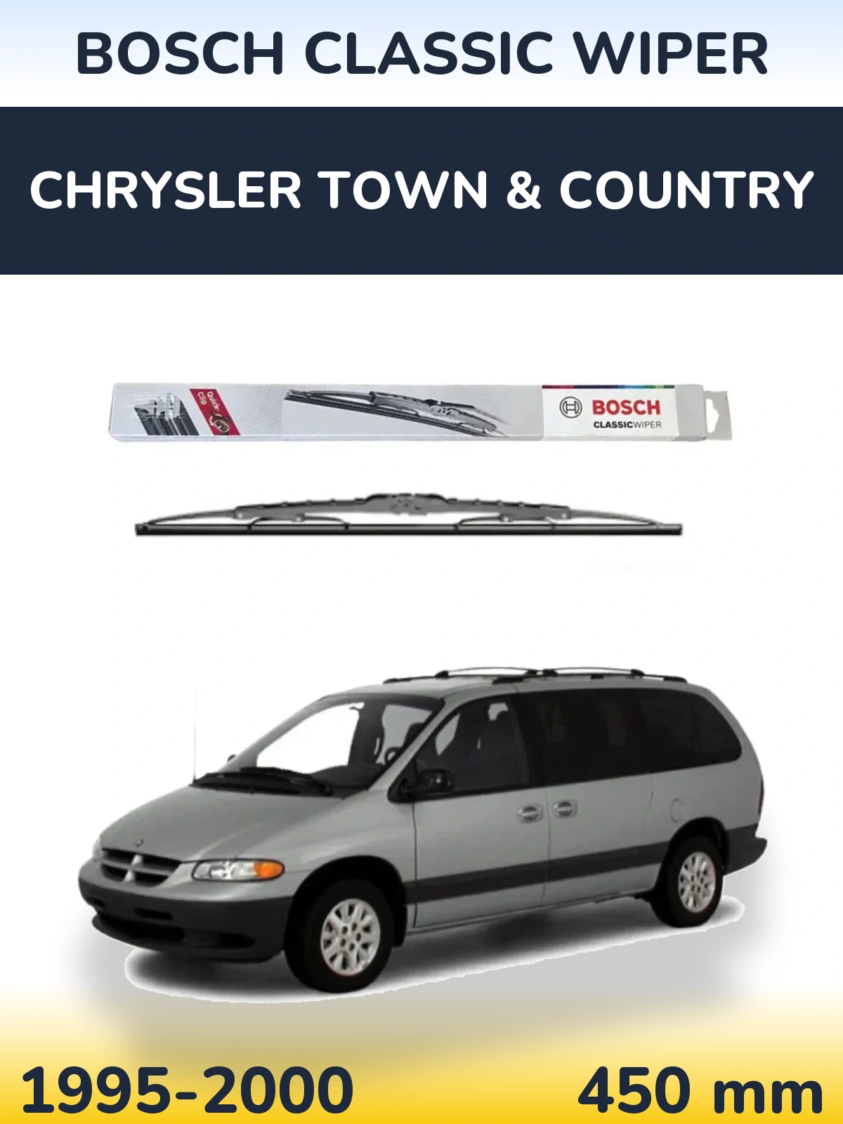 Rear wiper blade BOSCH Classic Wiper 450 mm for Chrysler Town & Country 1995-2000
