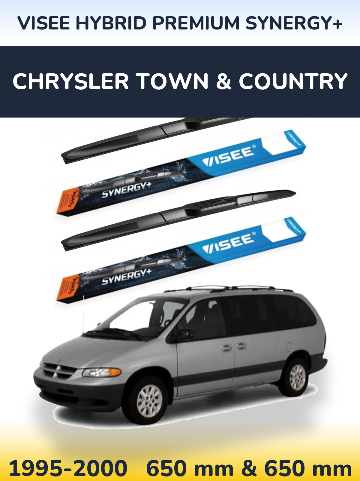 Komplet przednich wycieraczek VISEE HYBRID PREMIUM SYNERGY+ 650 & 650 mm do Chrysler Town & Country 1995-2000