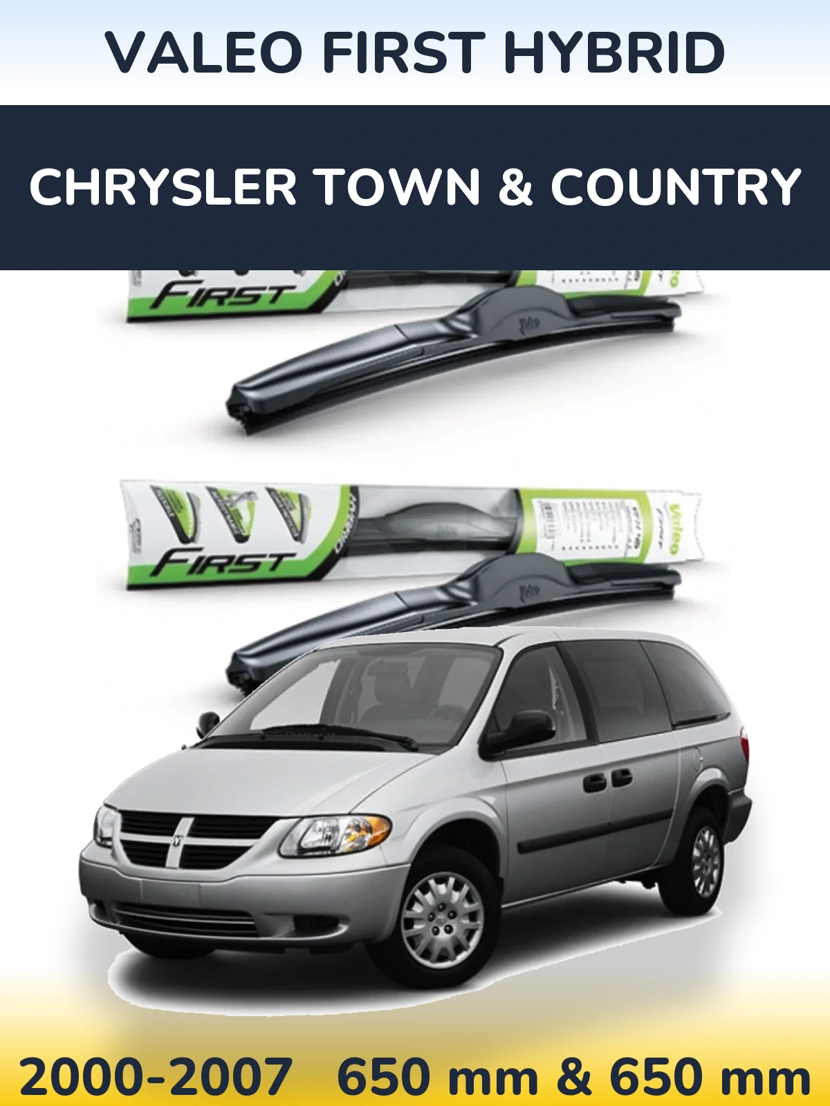 Komplet przednich wycieraczek Valeo First Hybrid 650 & 650 mm do Chrysler Town & Country 2000-2007