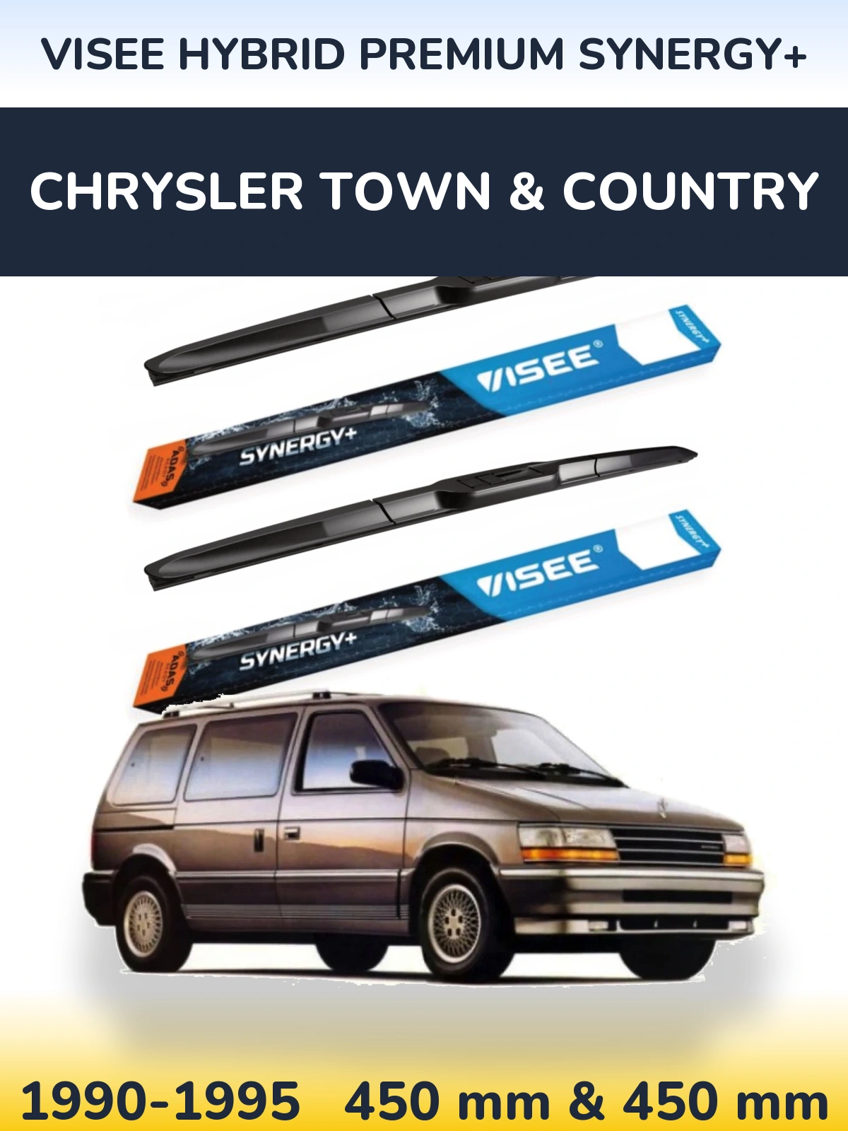 Komplet przednich wycieraczek VISEE HYBRID PREMIUM SYNERGY+ 450 & 450 mm do Chrysler Town & Country 1990-1995