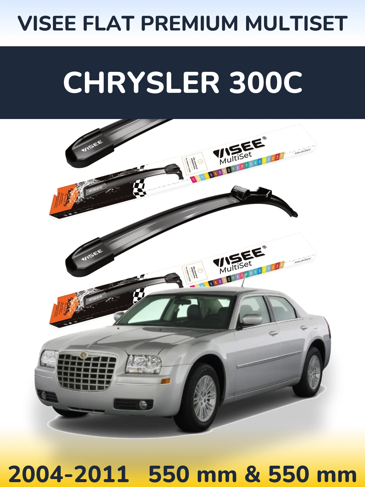 Komplet przednich wycieraczek VISEE FLAT PREMIUM MultiSet 550 & 550 mm do Chrysler 300C 2004-2011