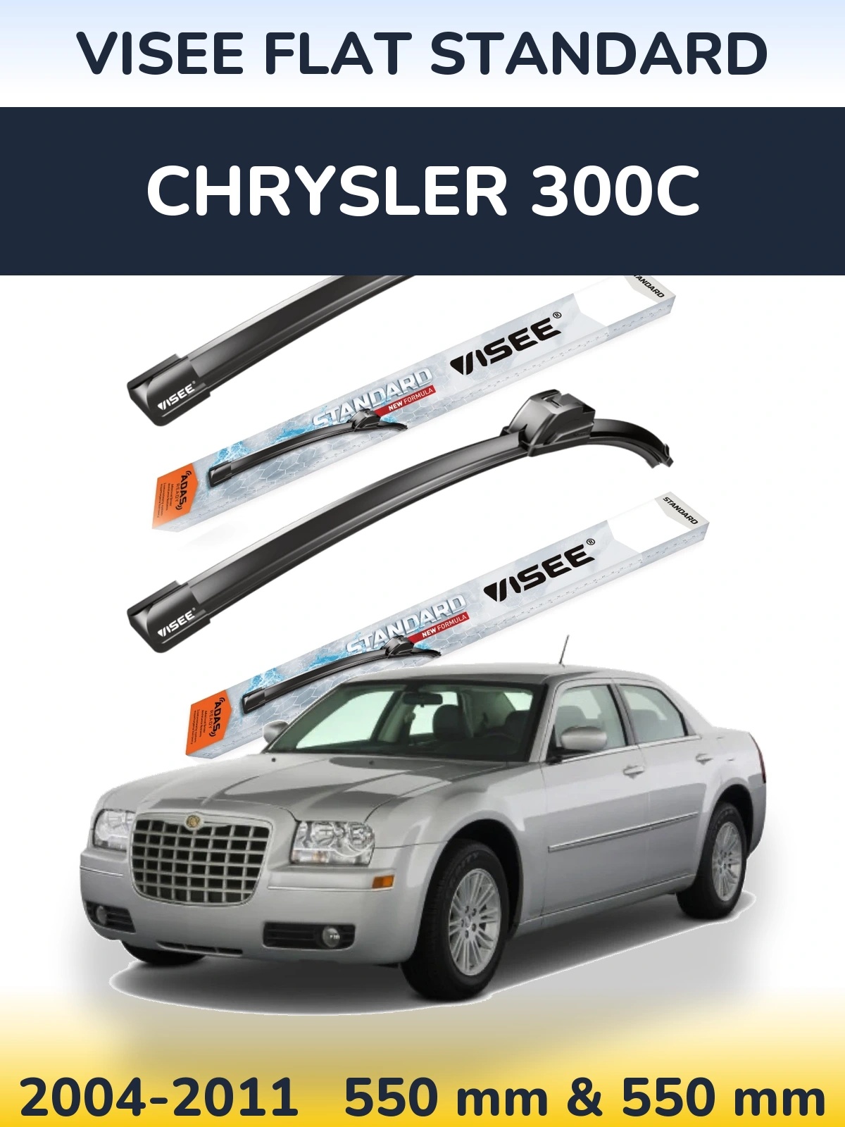Front wiper blade set VISEE FLAT STANDARD 550 & 550 mm for Chrysler 300C 2004-2011