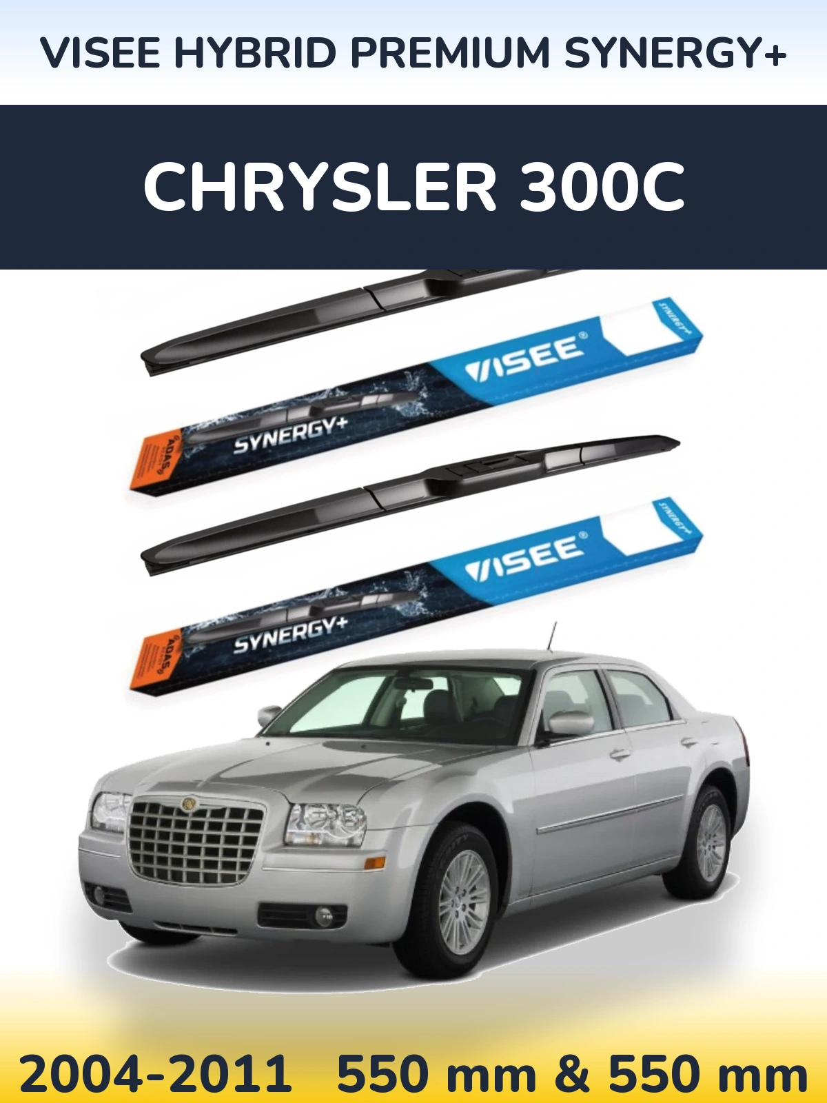 Front wiper blade set VISEE HYBRID PREMIUM SYNERGY+ 550 & 550 mm for Chrysler 300C 2004-2011