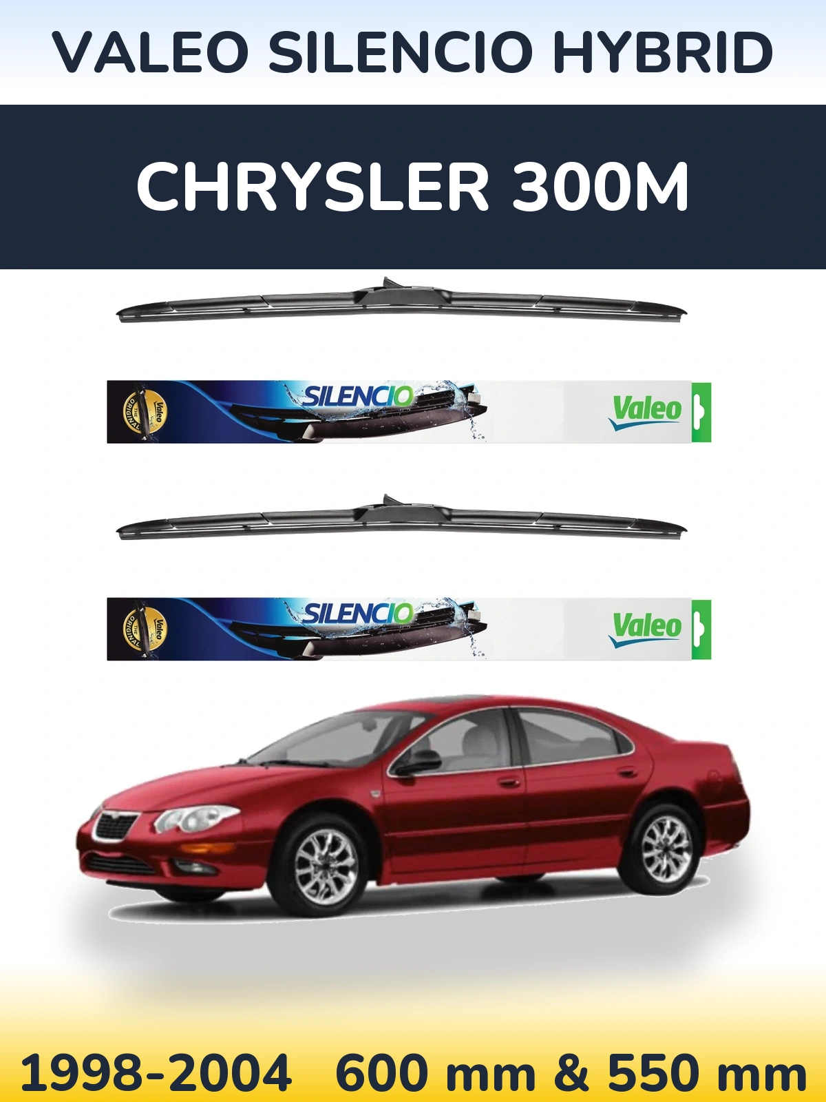 Komplet przednich wycieraczek Valeo Silencio Hybrid 600 & 550 mm do Chrysler 300M 1998-2004