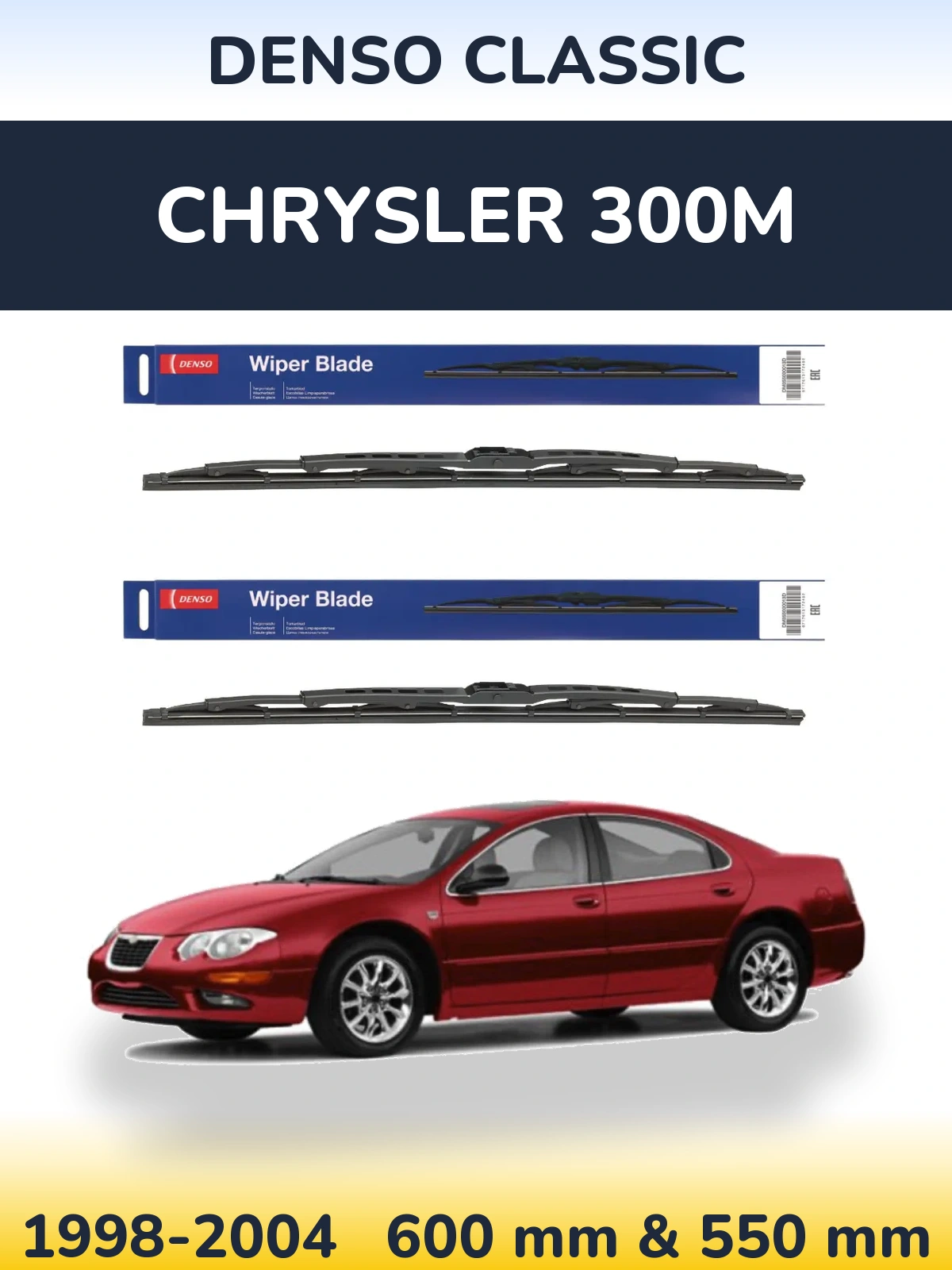 Front wiper blade set Denso Classic 600 & 550 mm for Chrysler 300M 1998-2004