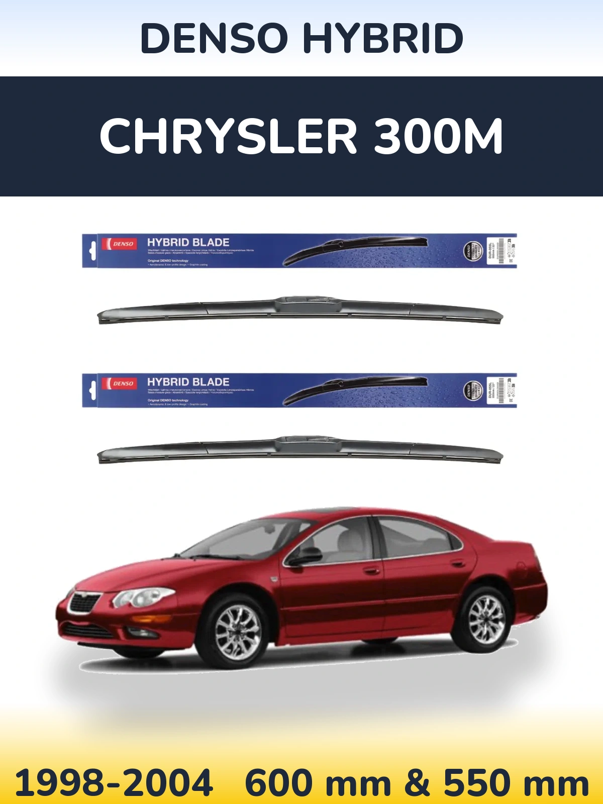 Komplet przednich wycieraczek Denso Hybrid 600 & 550 mm do Chrysler 300M 1998-2004