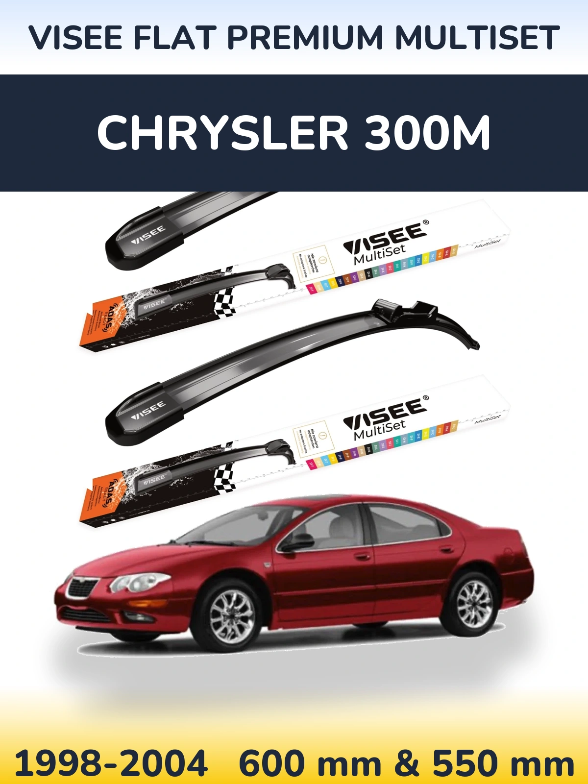 Komplet przednich wycieraczek VISEE FLAT PREMIUM MultiSet 600 & 550 mm do Chrysler 300M 1998-2004