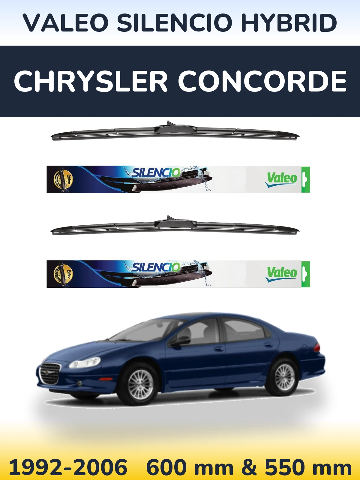 Комплект передних дворников Valeo Silencio Hybrid 600 & 550 мм для Chrysler Concorde 1992-2006